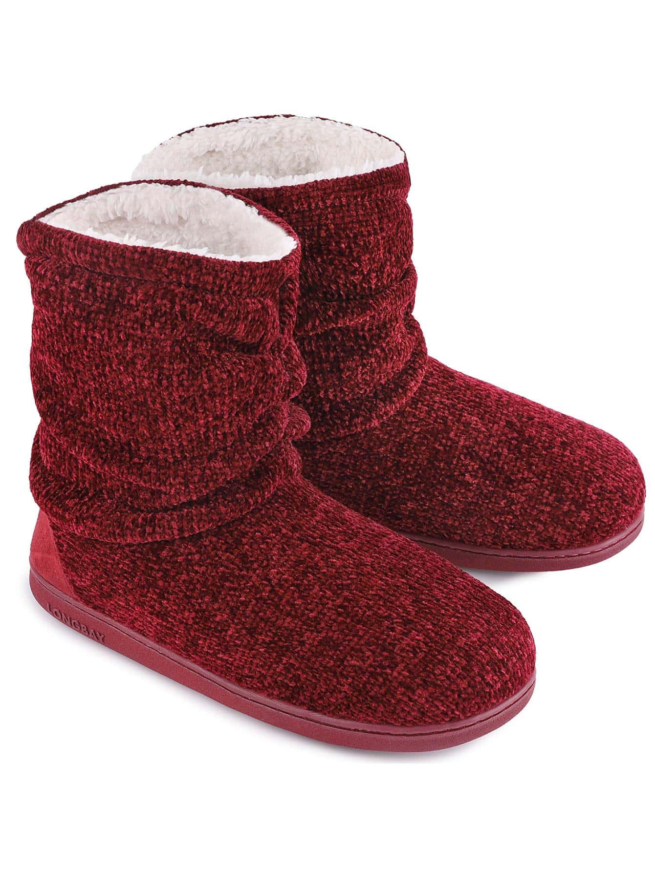 Women's Chenille Knit Bootie Slippers Cute Plush Fleece Memory Foam House Shoes