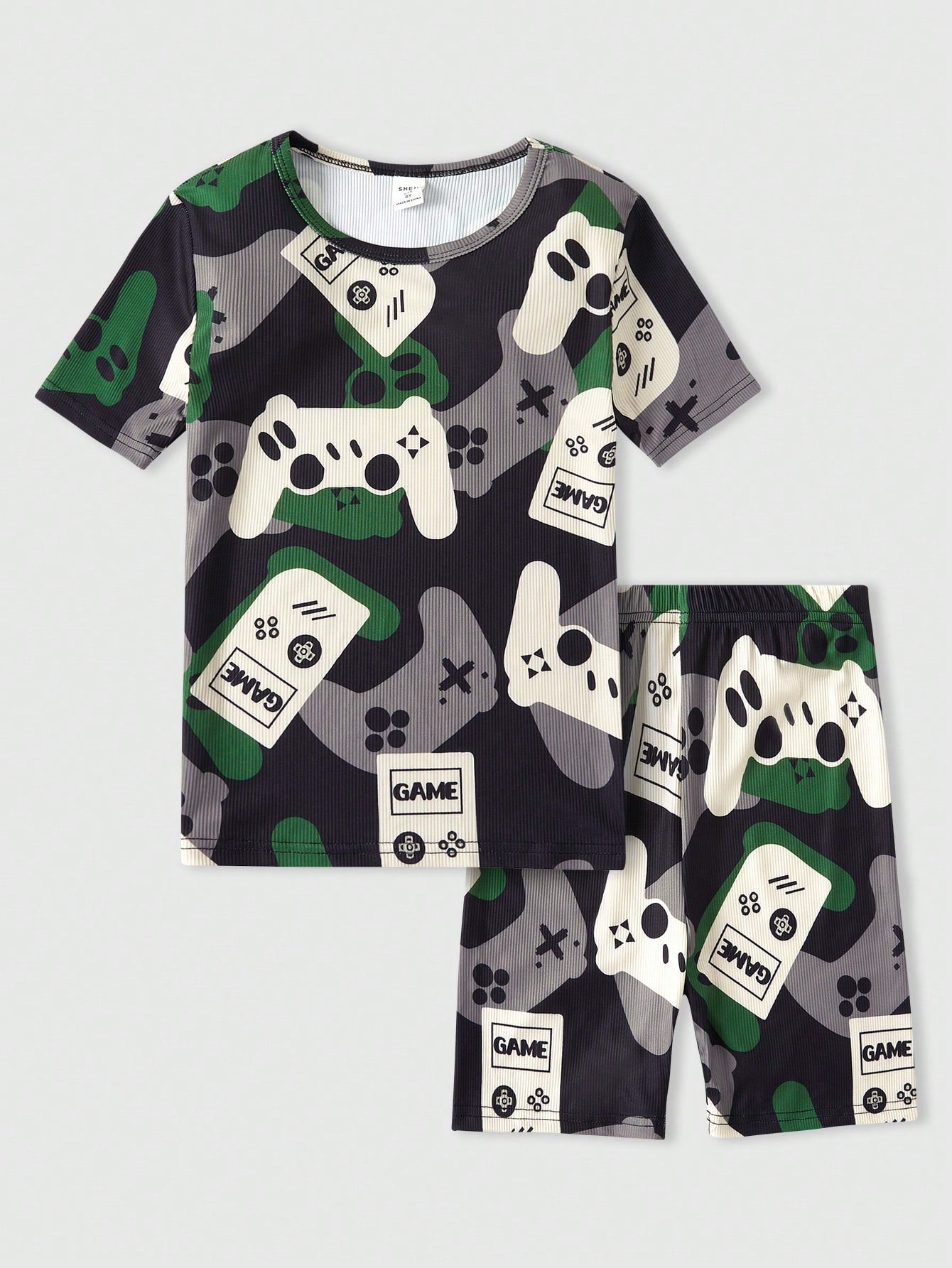 Tween Boy All-Over Game Controller Printed Snug Fit Home Wear Set