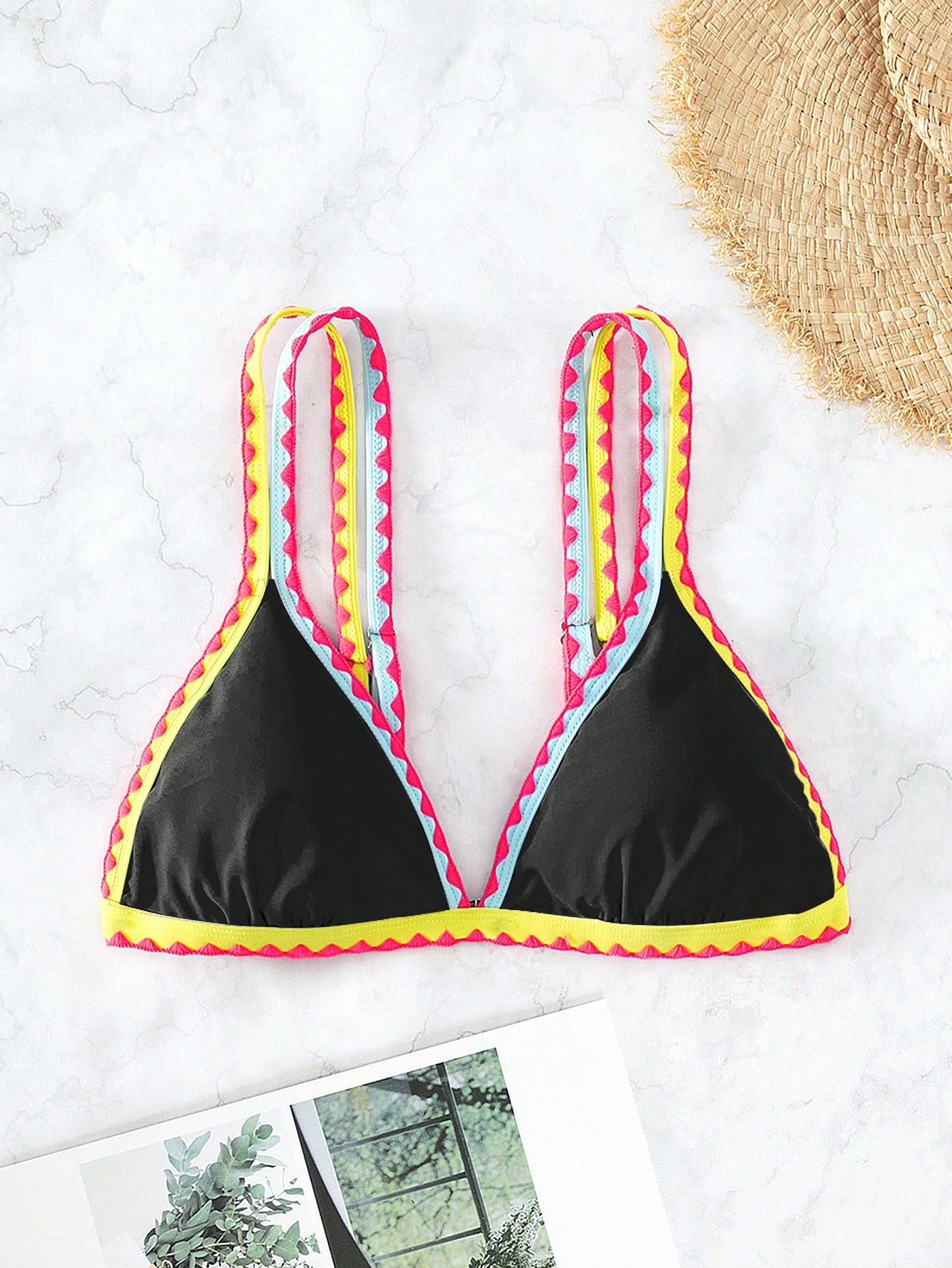 Summer Beach Colorblock Triangle Bikini Top