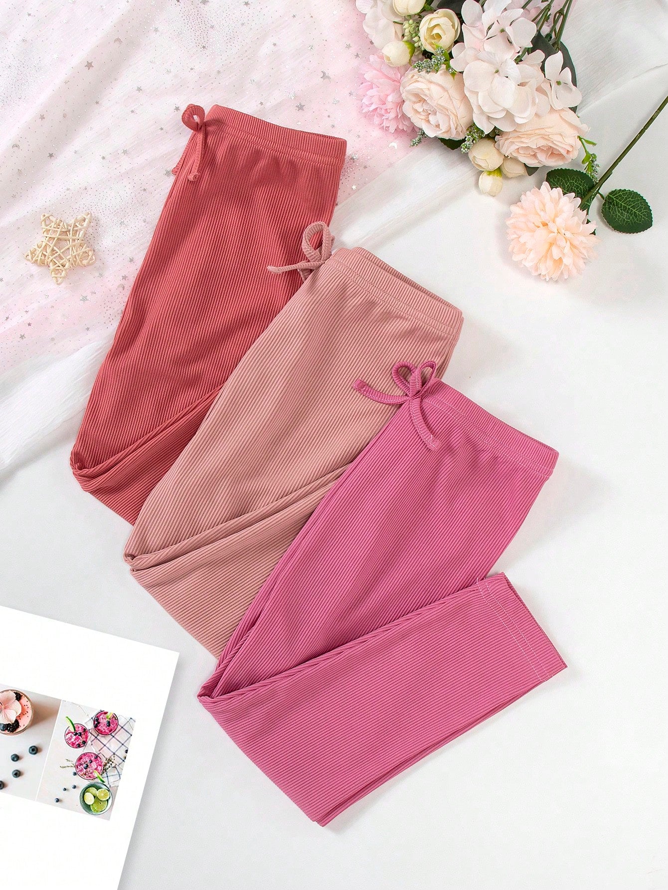 Young Girl 3pcs Bow Front Leggings