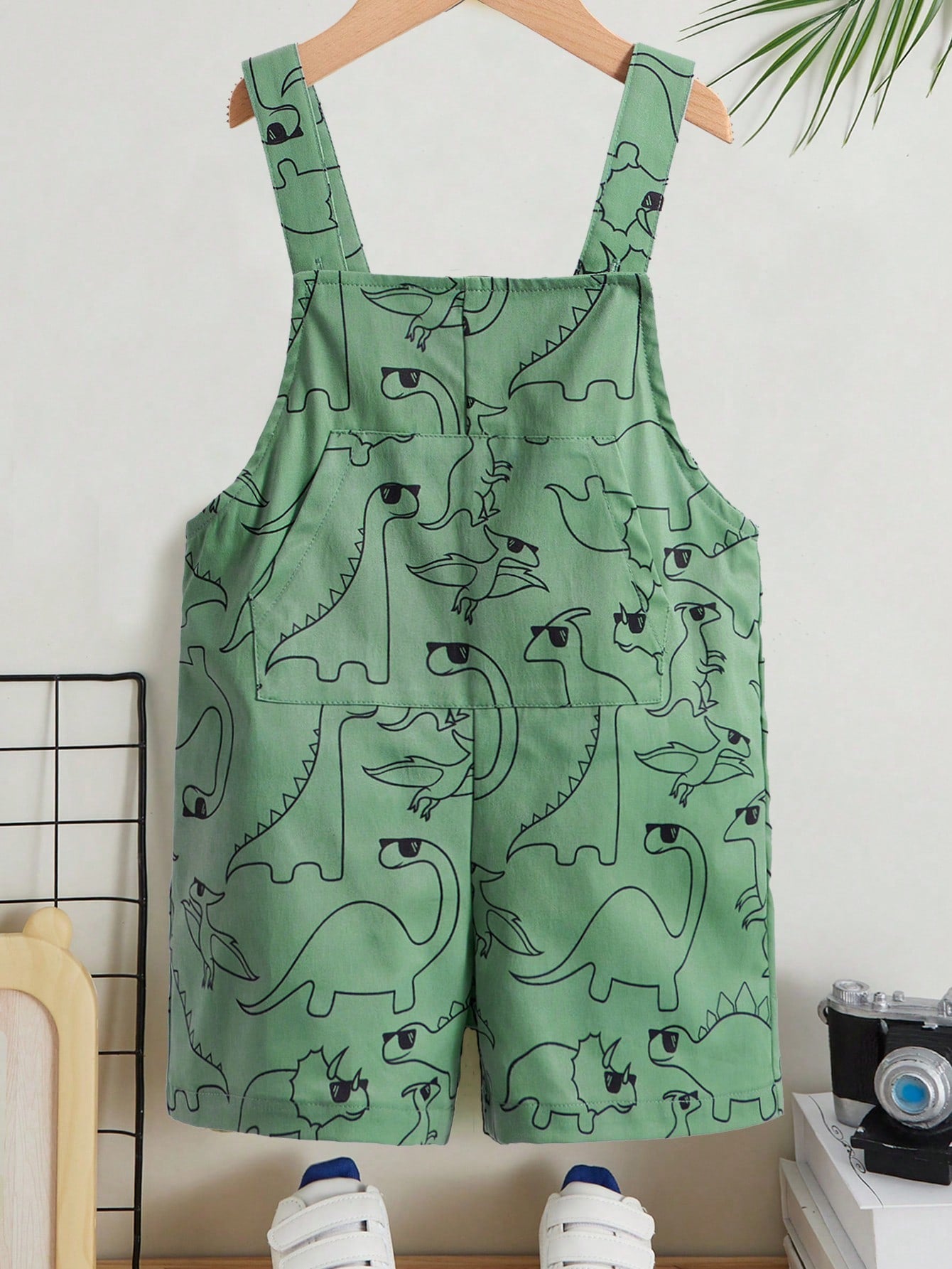 Young Boy Dinosaur Print Pinafore Romper