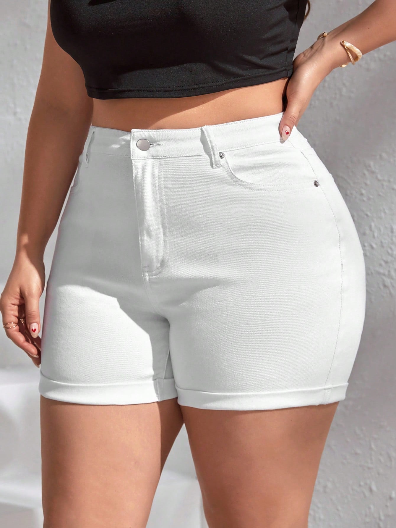 Frenchy Plus High Waist Denim Shorts