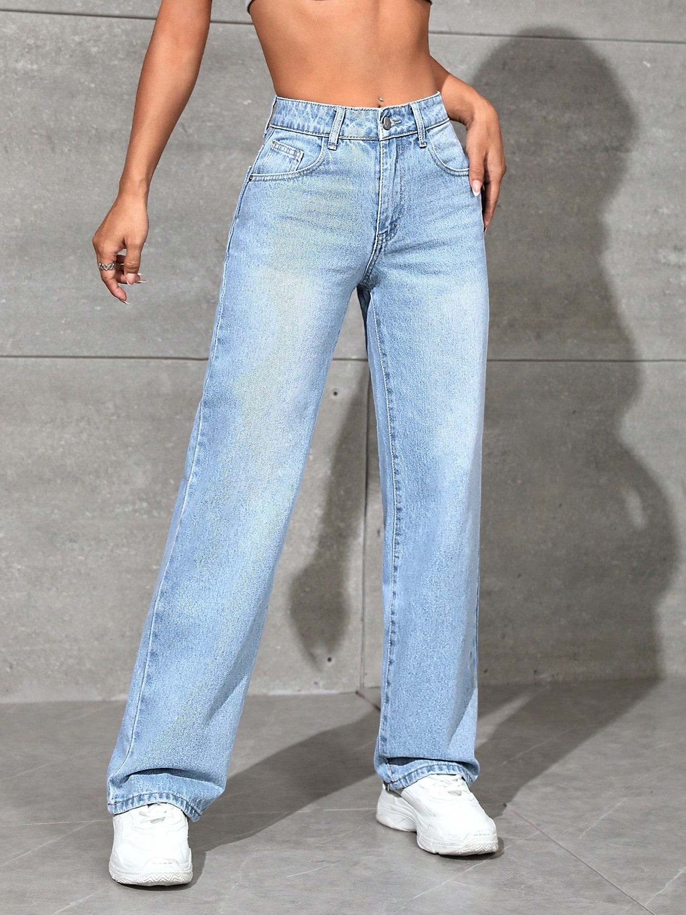 Slant Pocket Wide Leg Jeans