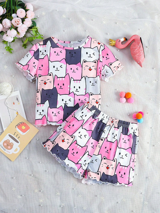 Young Girl Cartoon Graphic PJ Set