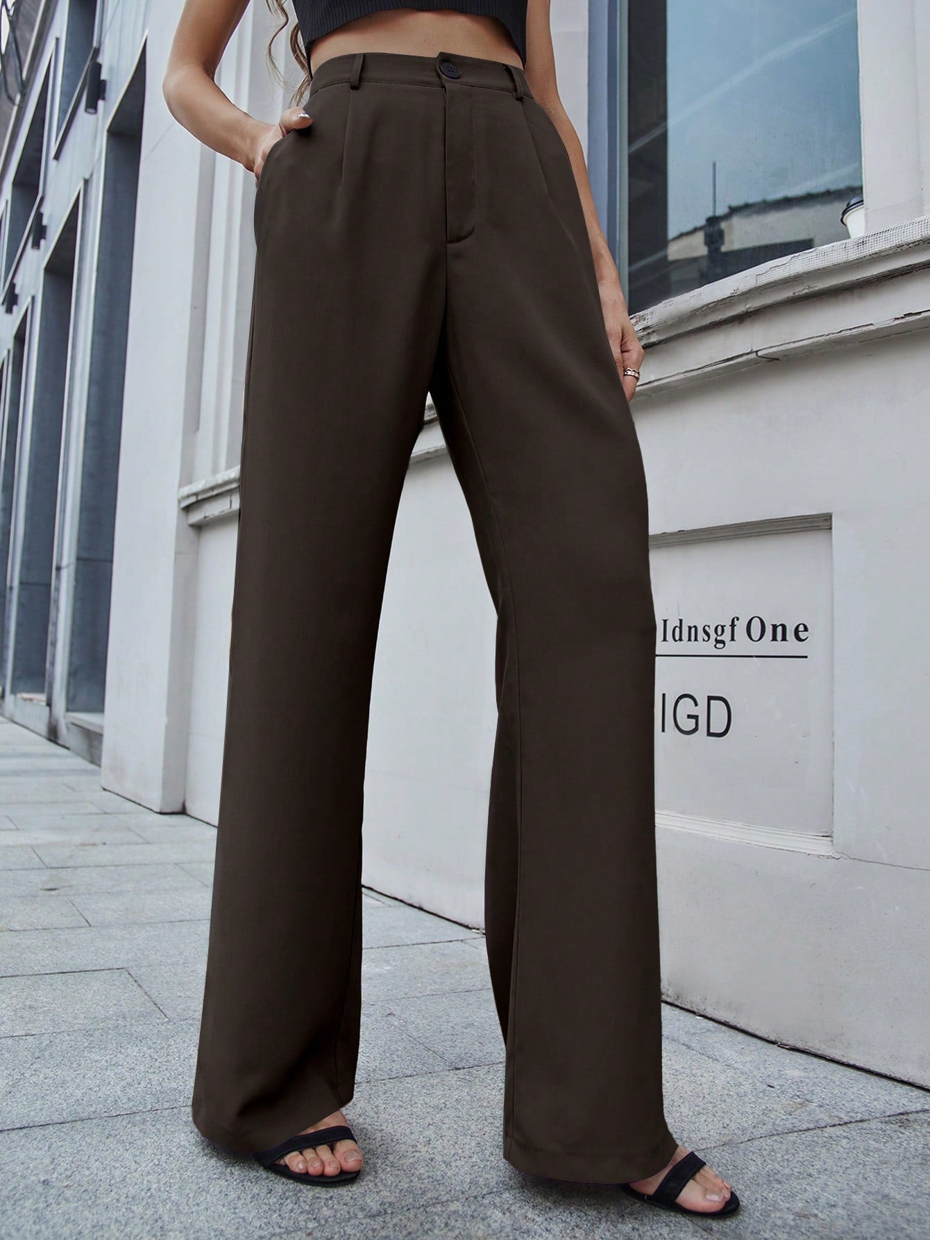 Frenchy Solid Slant Pocket Suit Pants