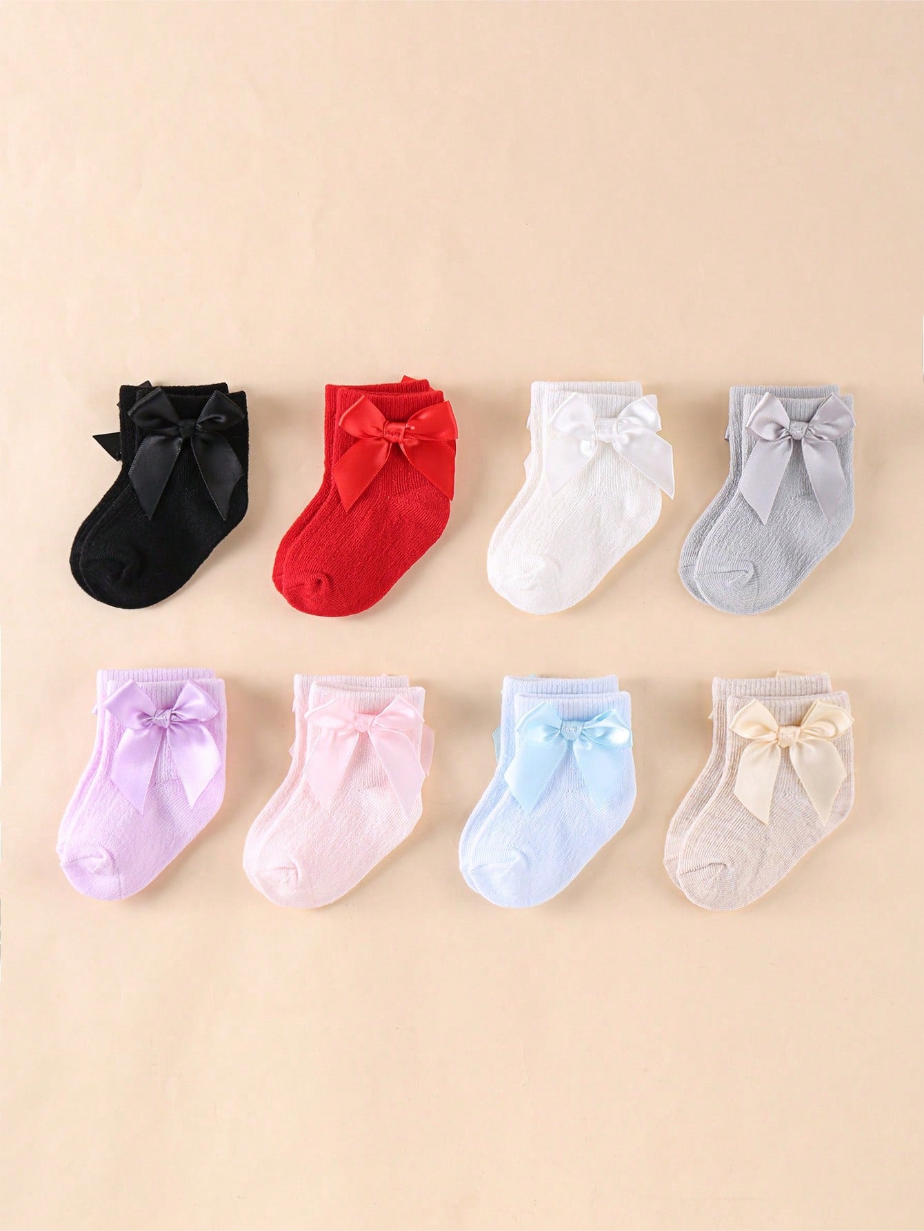 10 Pairs/Set Random Color Cute Bow Decorative Socks For Baby Girls Toddler Cute Socks