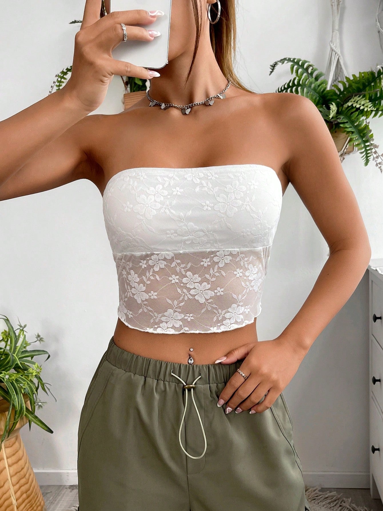 Y2k Lace Tube Top