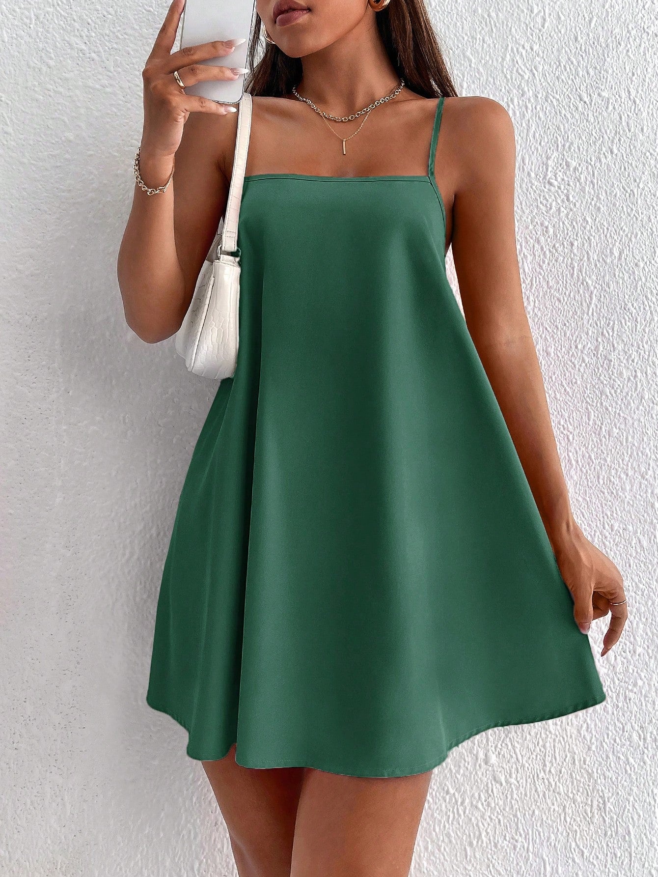 Solid Backless Cami Summer Dress