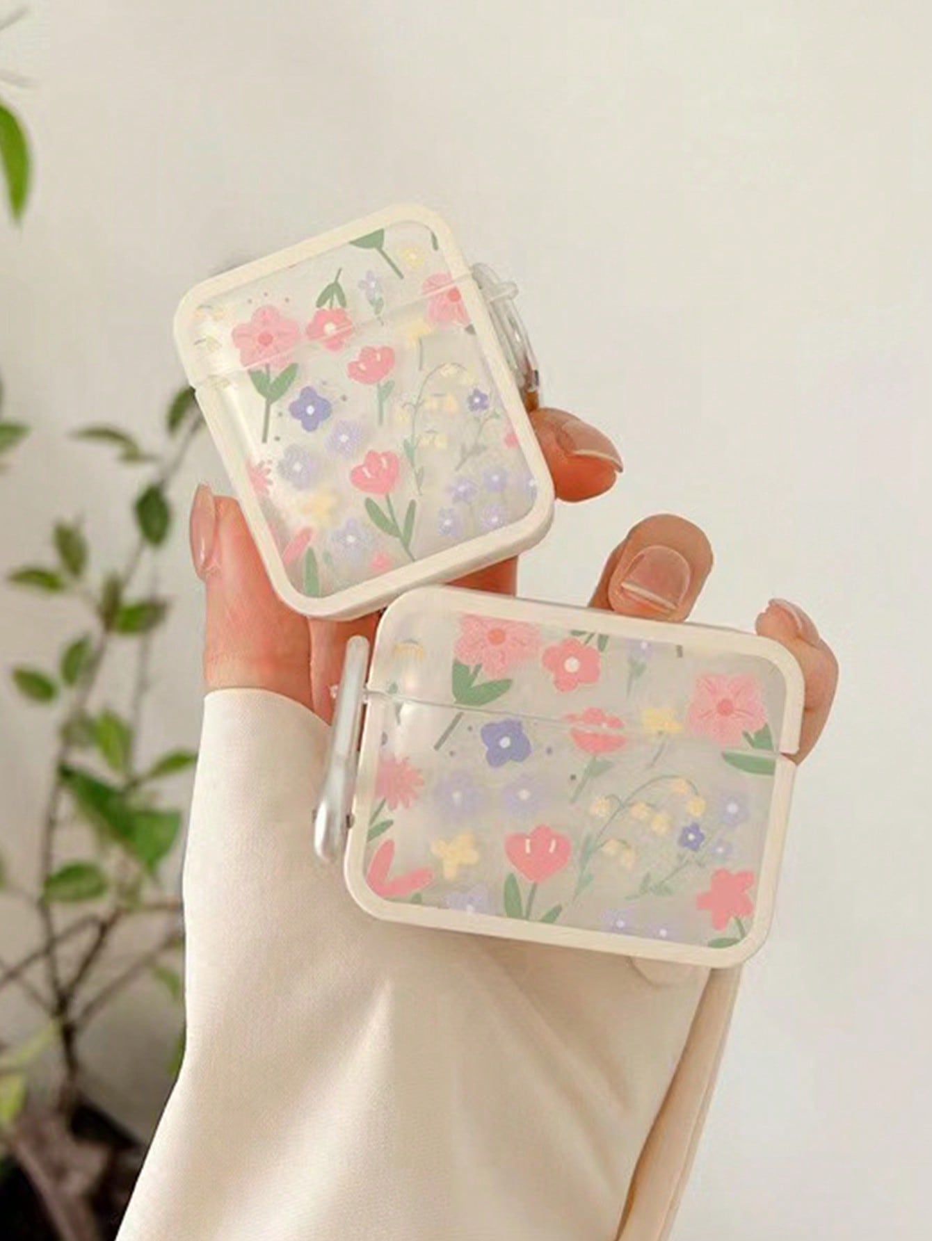 Summer Floral Pattern Clear Case Compatible With Airpods Comptible With Airpods1/2 AirPods Pro