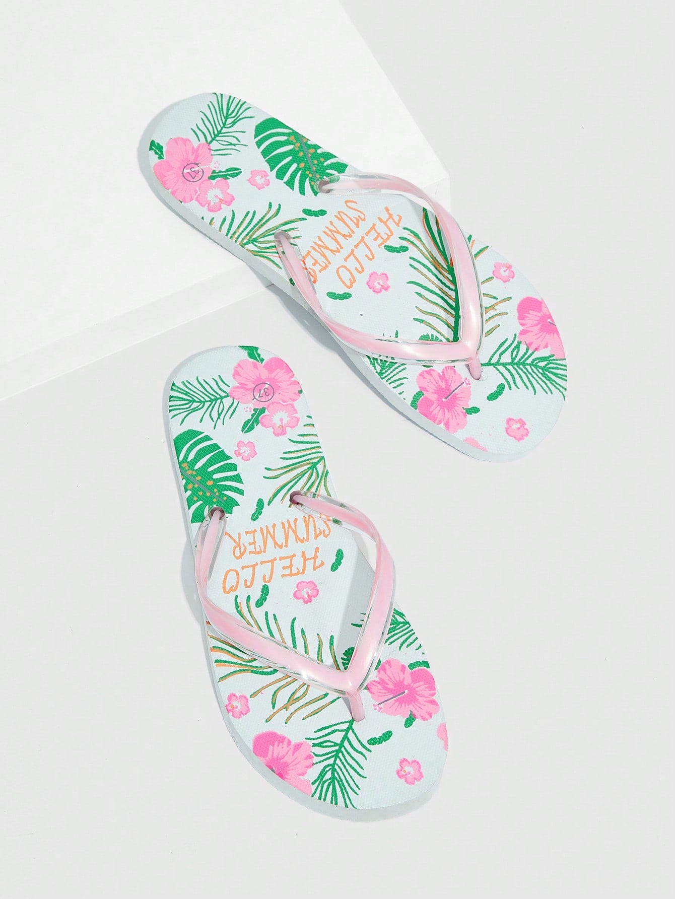 Flower Print Flat Bottomed Household Beach Flip-Flops With Flower Patterned Sole For Summer Vacation Shoes Summer Sale Halloween