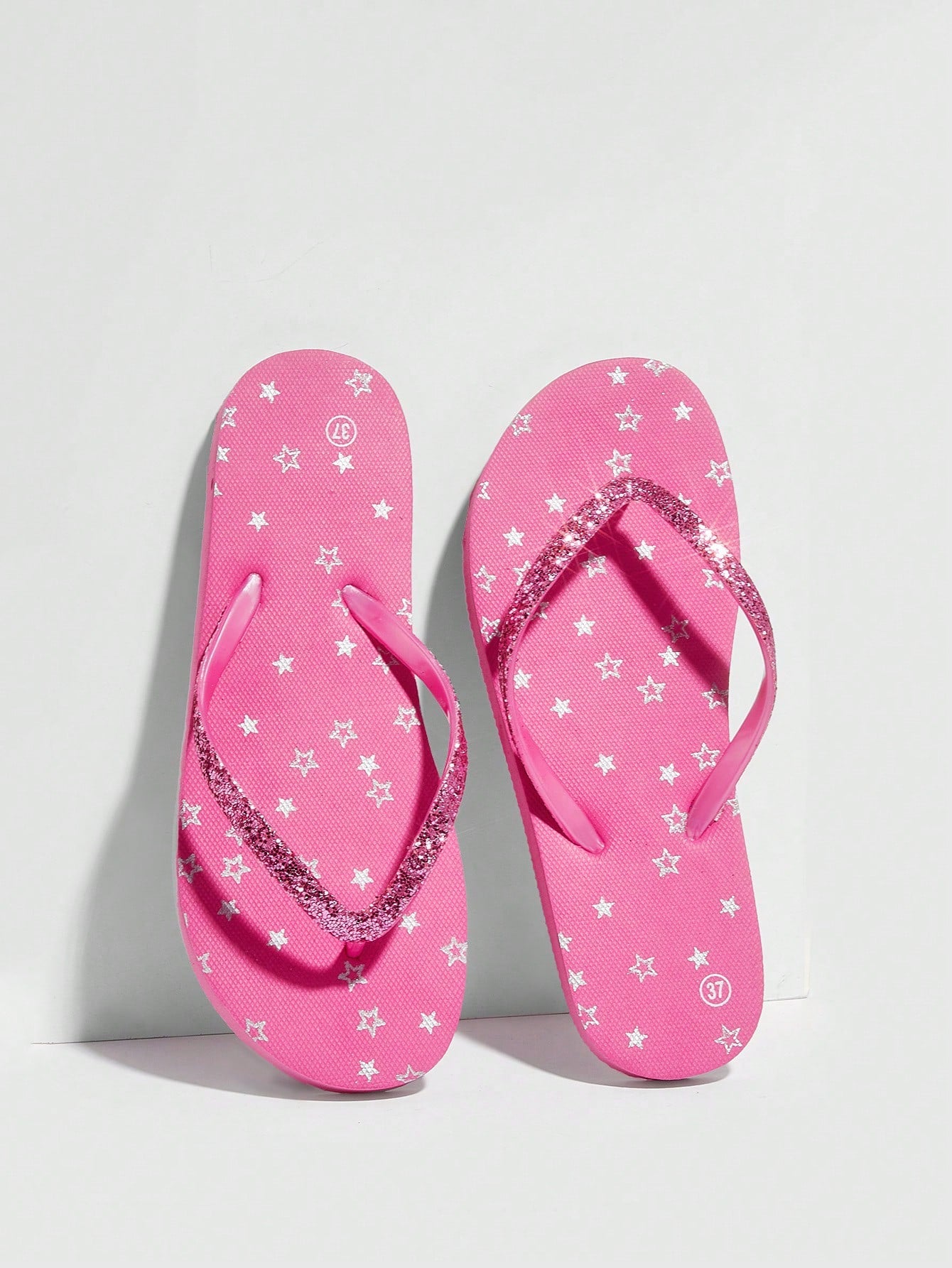 Star Printed Flat Home/Beach Flip Flops