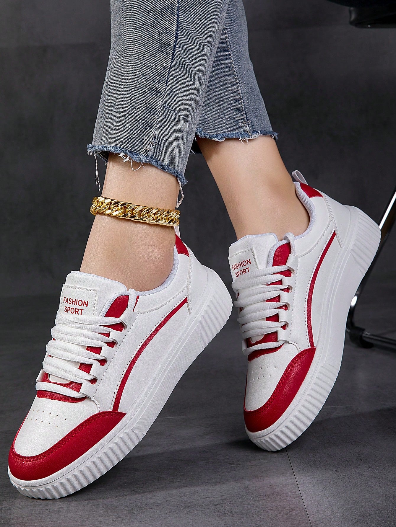 Fashion Casual Women Sneakers, Lace Up Lightweight Platform Casual Flats Shoes For Women, Versatile Low-Top Sporty Trainers Shoes Woman