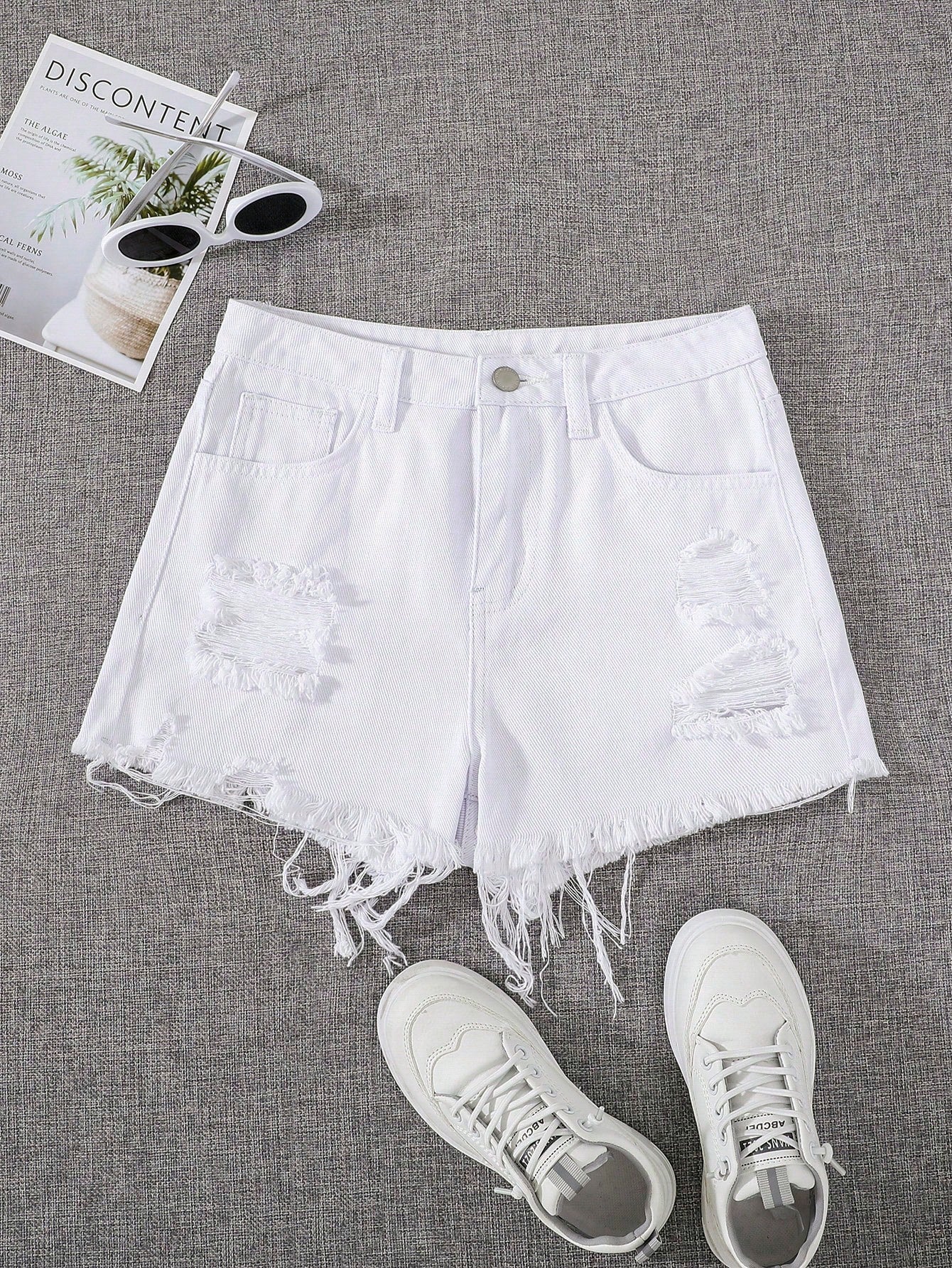 Teen Girls Ripped Raw Hem Denim Shorts