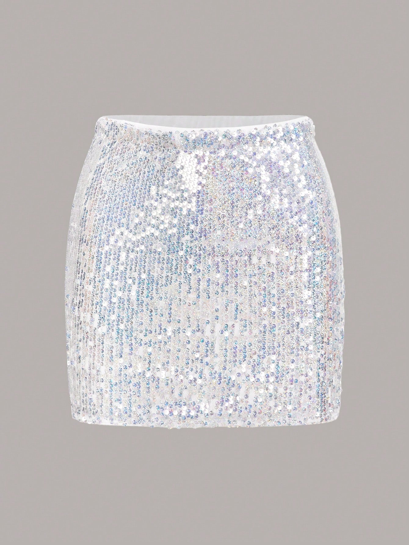 Silver Sequin Bodycon Mini Skirt