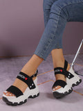Women Heart & Letter Graphic Slingback Sport Sandals, Sporty Outdoor Sandals