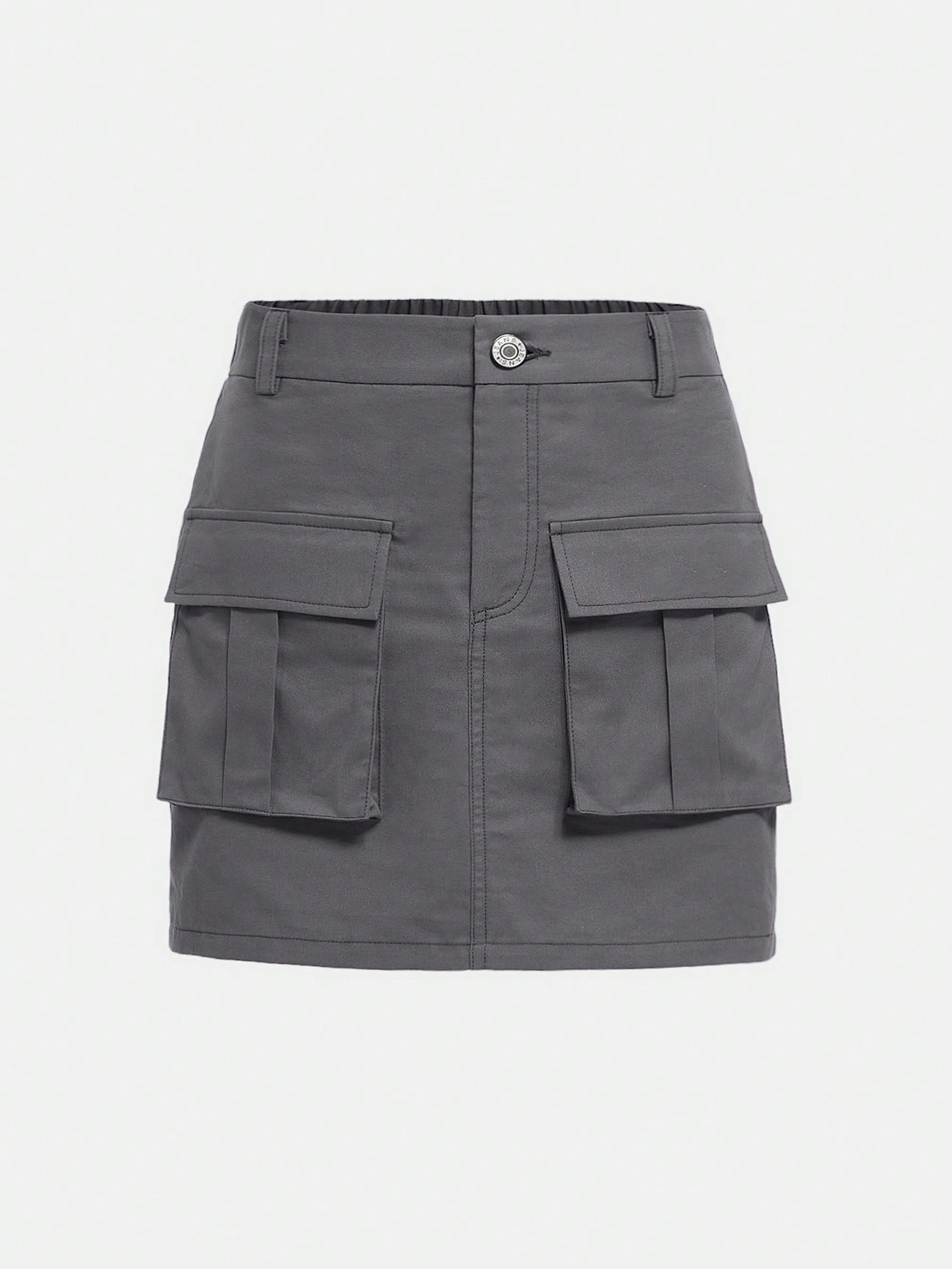 Woven Casual Teenage Girl Skirt, Flip Pocket Work Skirt