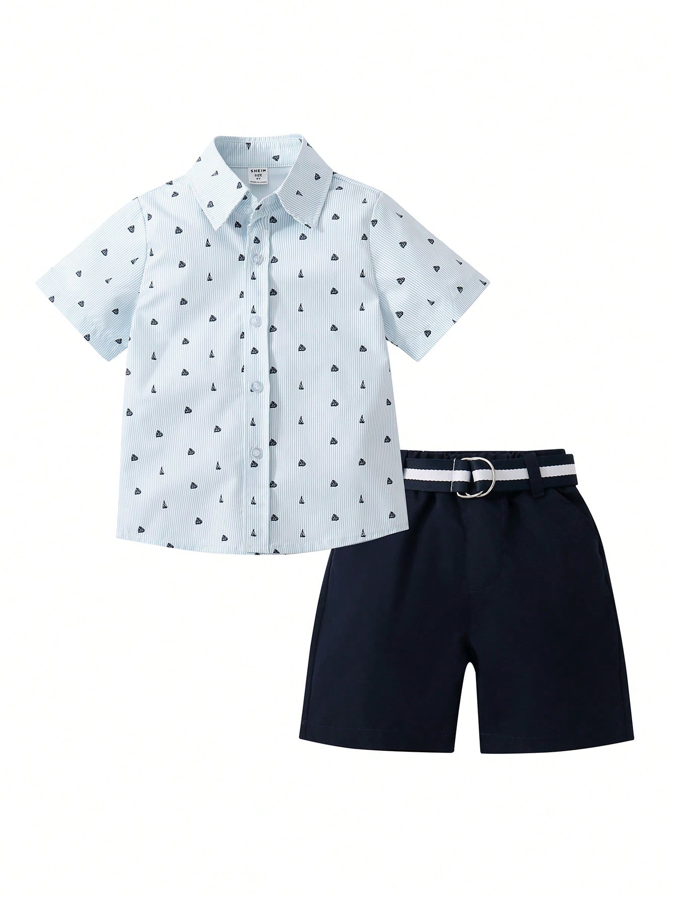 Young Boy 2pcs/Set Short-Sleeve T-Shirt With Sailboat Print