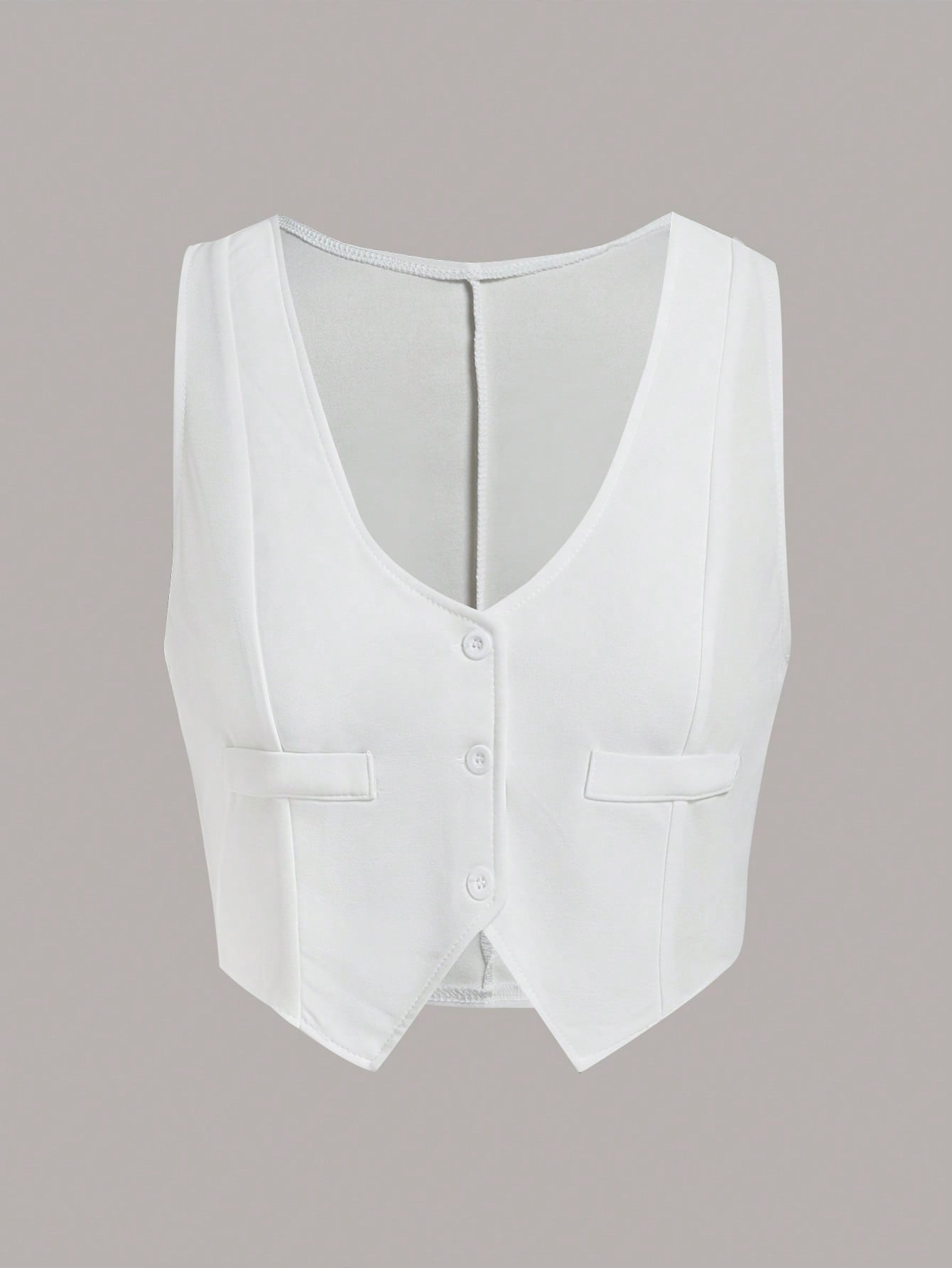 1pc Button Front Crop Waistcoat