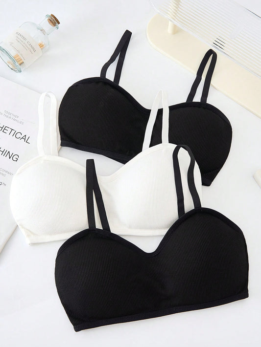 Tween Girl 3pcs Solid Wireless Bralette