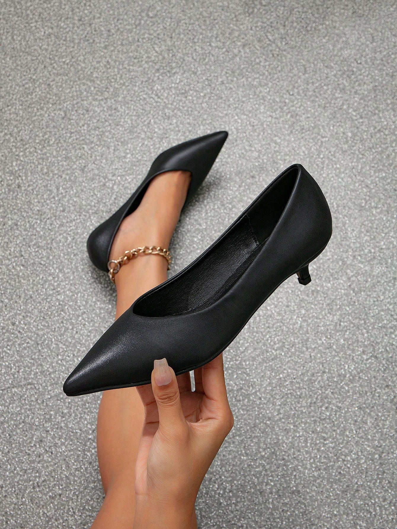 Women Minimalist Point Toe Kitten Heeled Court Pumps, Fashion Outdoor Pumps