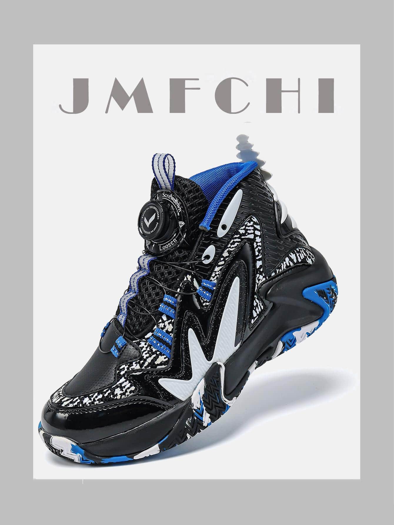 JMFCHI Kids Basketball Shoes Sneakers For Boys Girls High Top Running Tennis Shoes Lightweight Breathable Sport Athletic Mid Top Rotating Lock Shoe