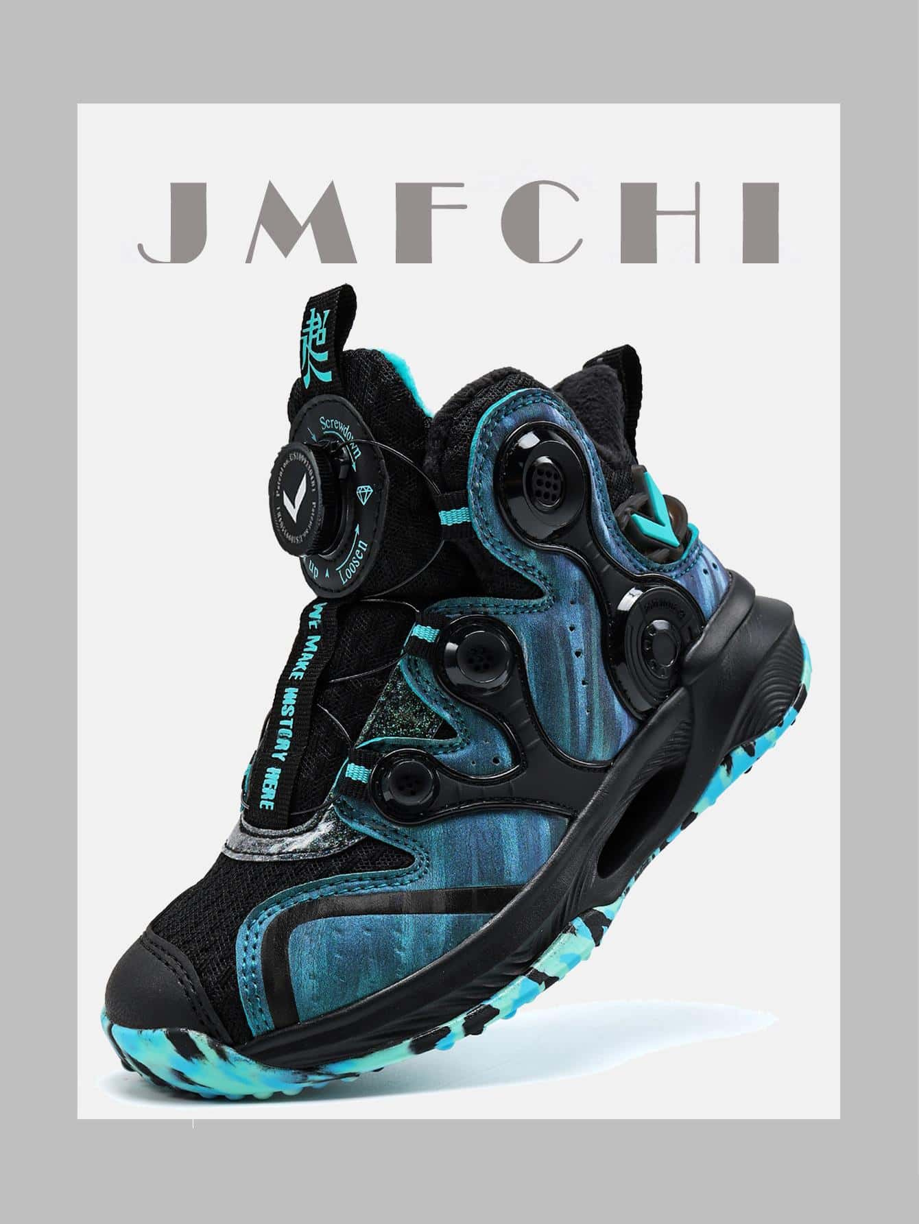 JMFCHI Kids Basketball Shoes Sneakers For Boys Girls High Top Running Tennis Shoes Lightweight Breathable Sport Athletic Mid Top Rotating Lock Shoe