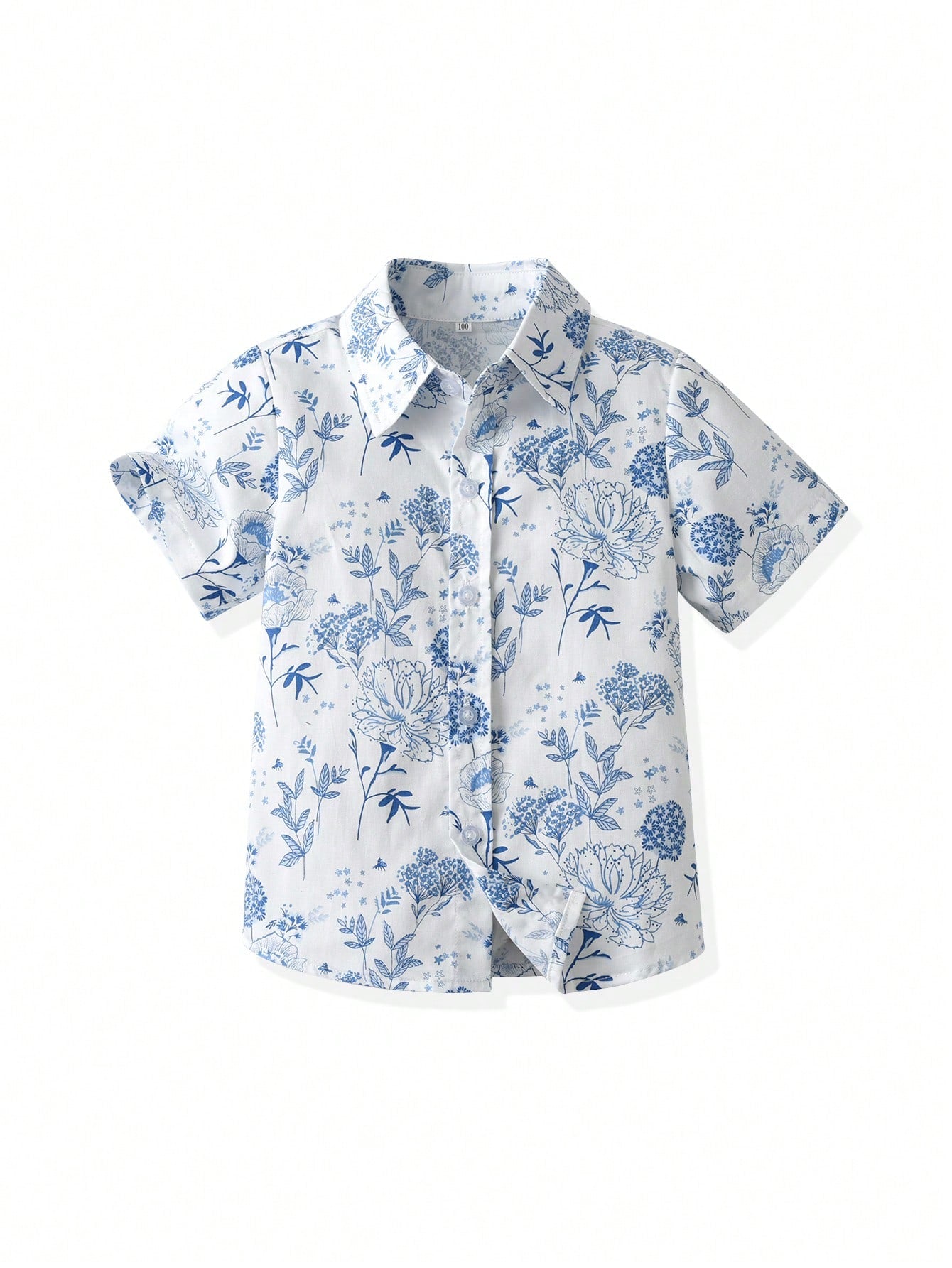 Young Boy Floral Print Button Front Shirt