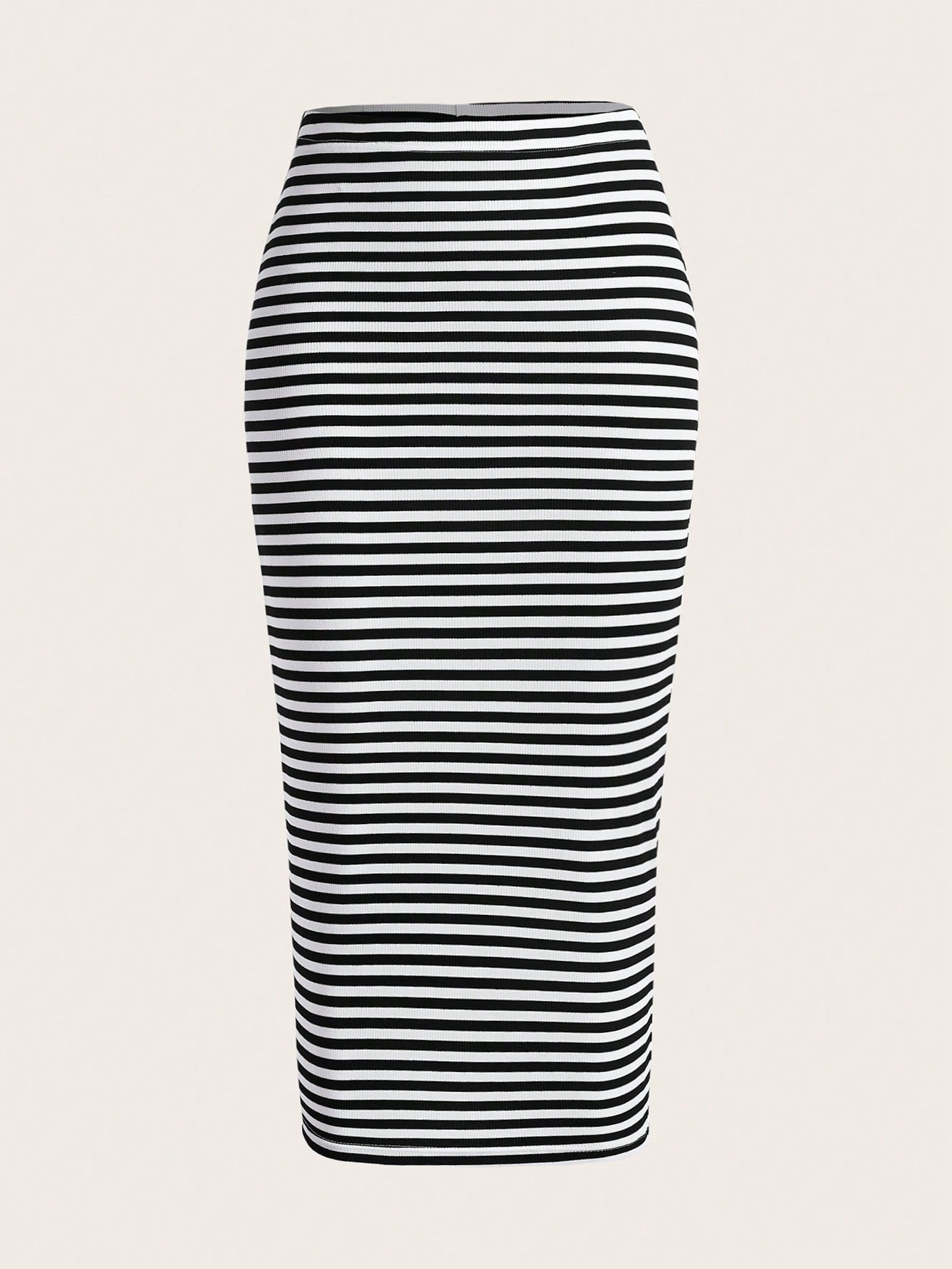 Plus Striped Print Pencil Skirt