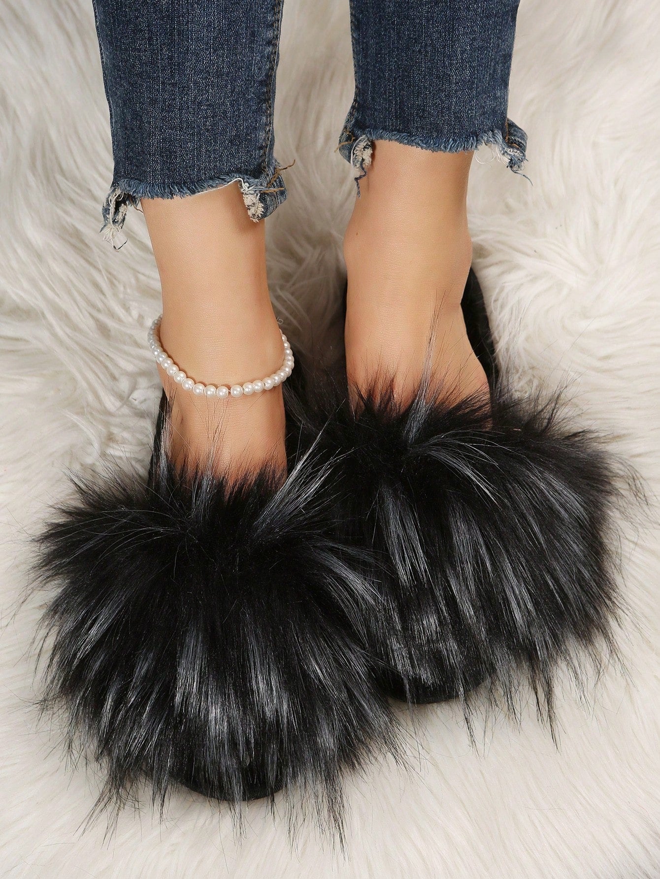 Women Minimalist Fuzzy Bedroom Slippers, Fashion Indoor Home Slippers