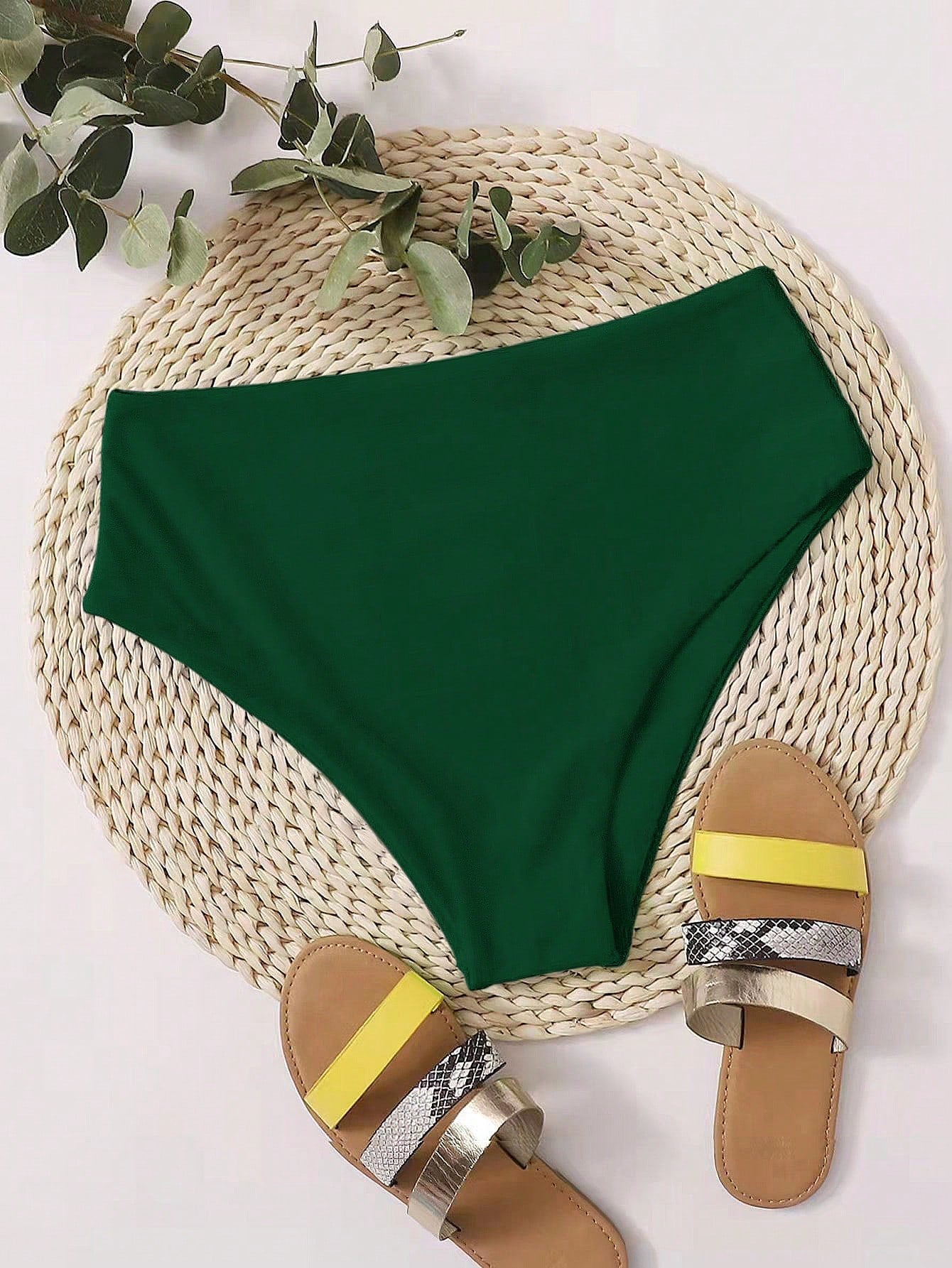 Swim Basics Summer Beach Plain High Waisted Bikini Panty