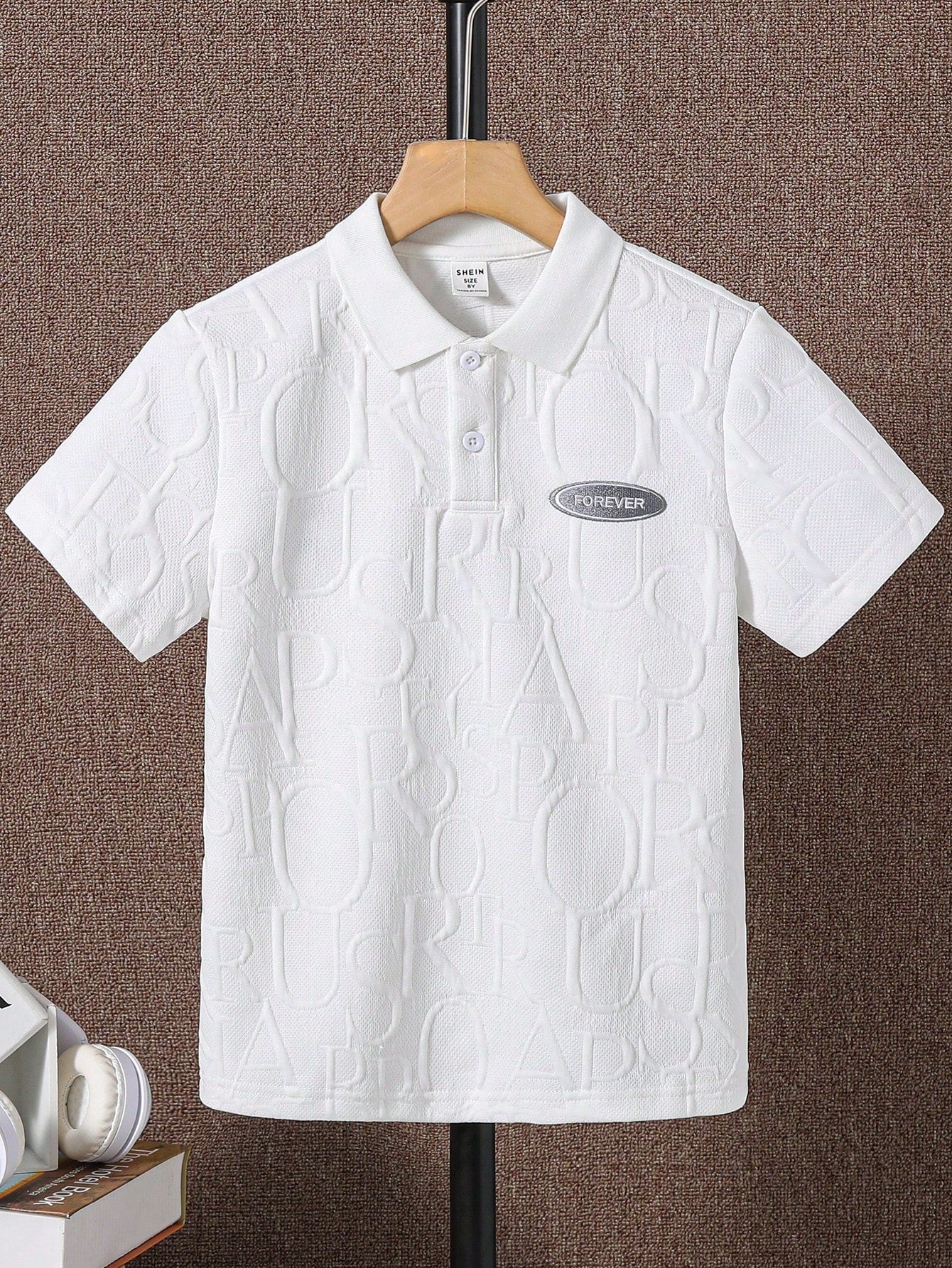 Tween Boy Letter Embossed Embroidery Detail Polo Shirt