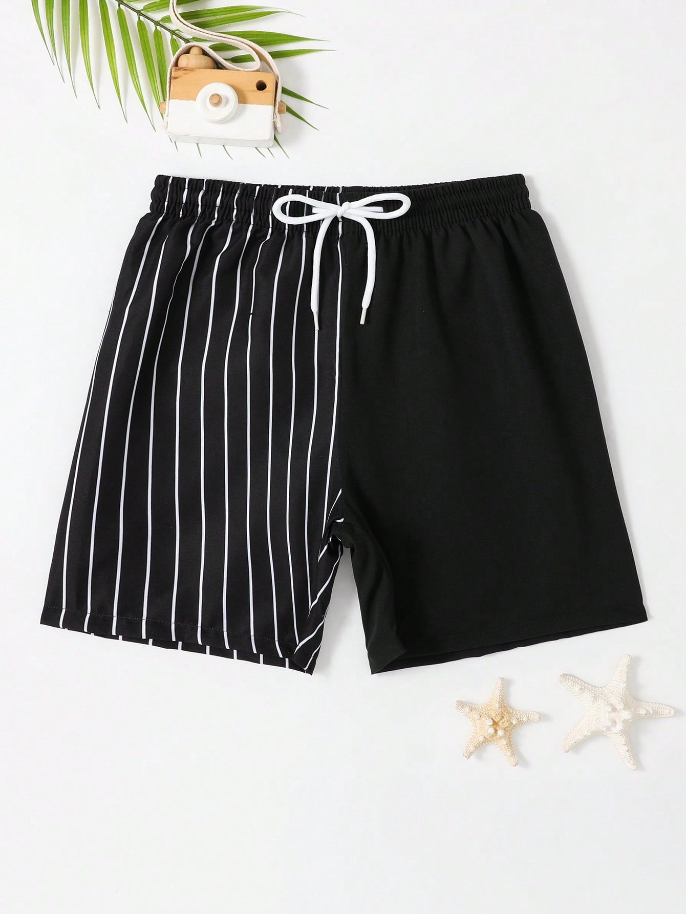 Tween Boy Striped Drawstring Waist Swim Shorts