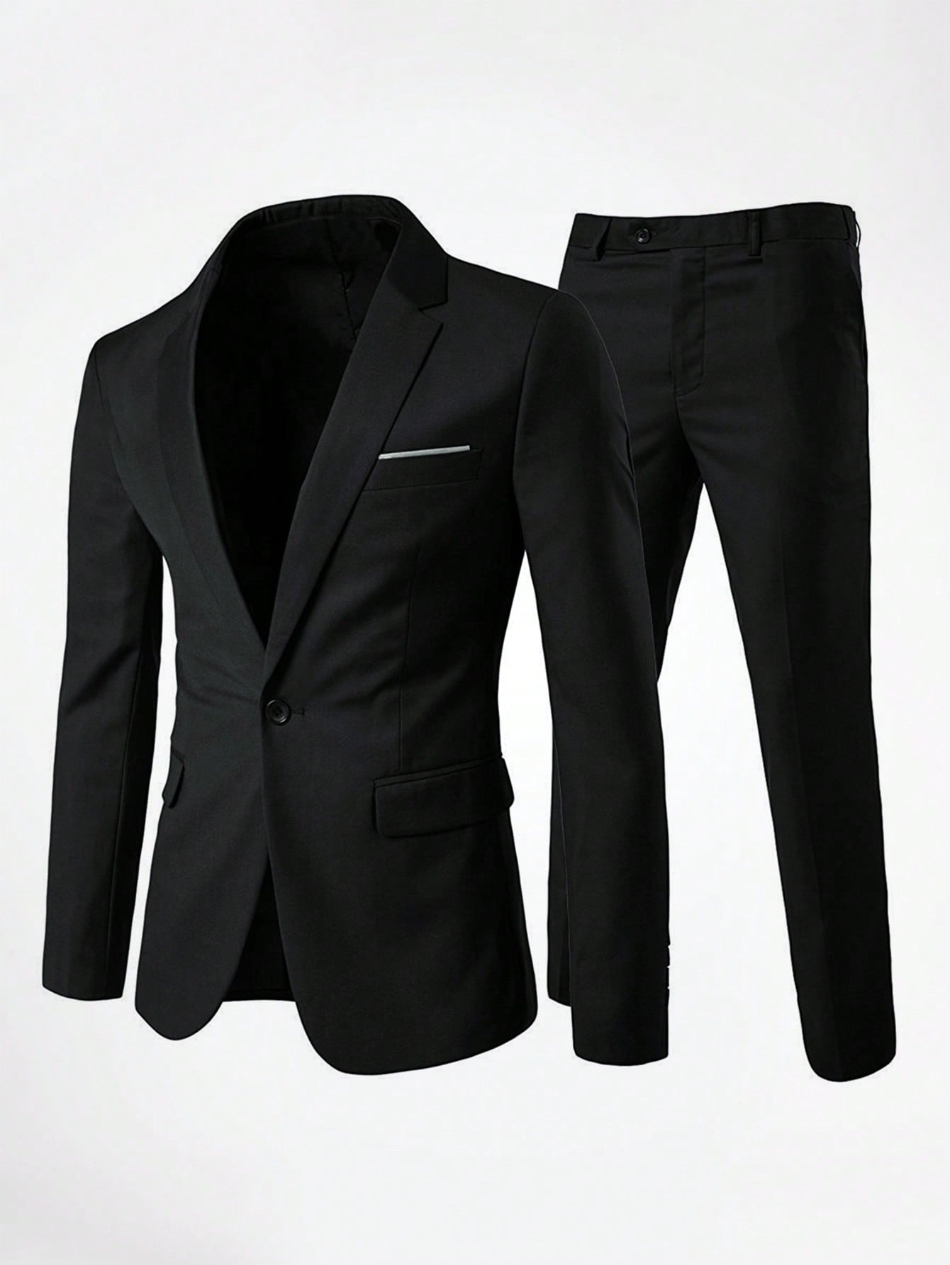 CLOUDSTYLE Men Single Button Blazer & Pants Suit Set