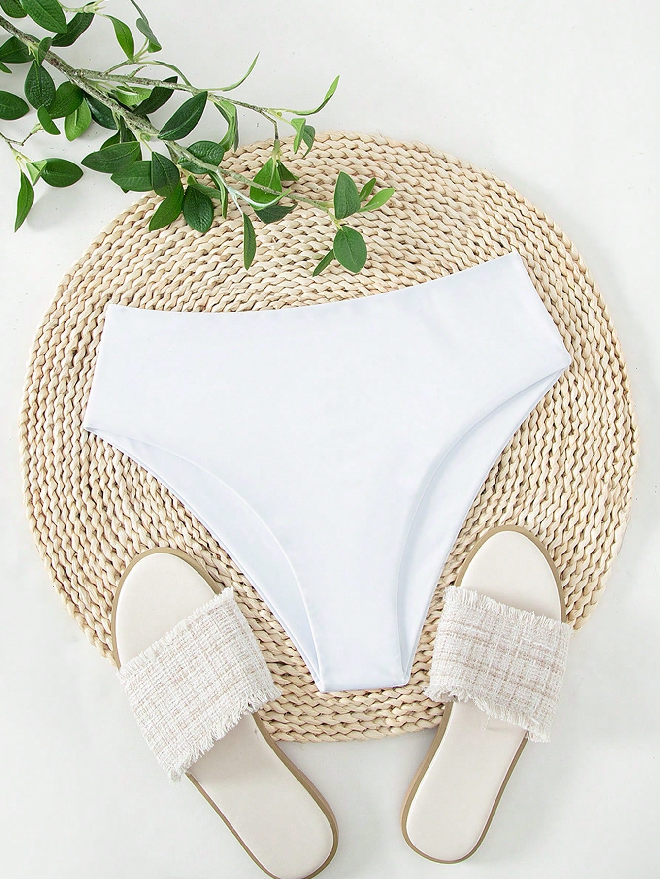 Swim Basics Summer Beach Plain High Waisted Bikini Panty