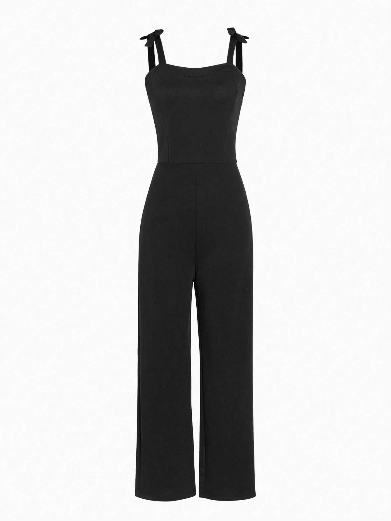 Tween Girl Solid Color Strapless Jumpsuit, & Fashionable, Classic High-Waist Design, Soft And Comfortable Breathable Material