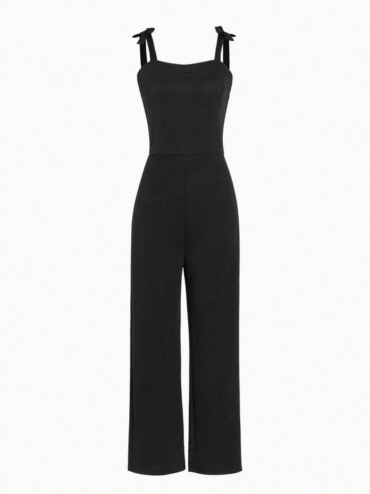 Tween Girl Solid Color Strapless Jumpsuit, & Fashionable, Classic High-Waist Design, Soft And Comfortable Breathable Material