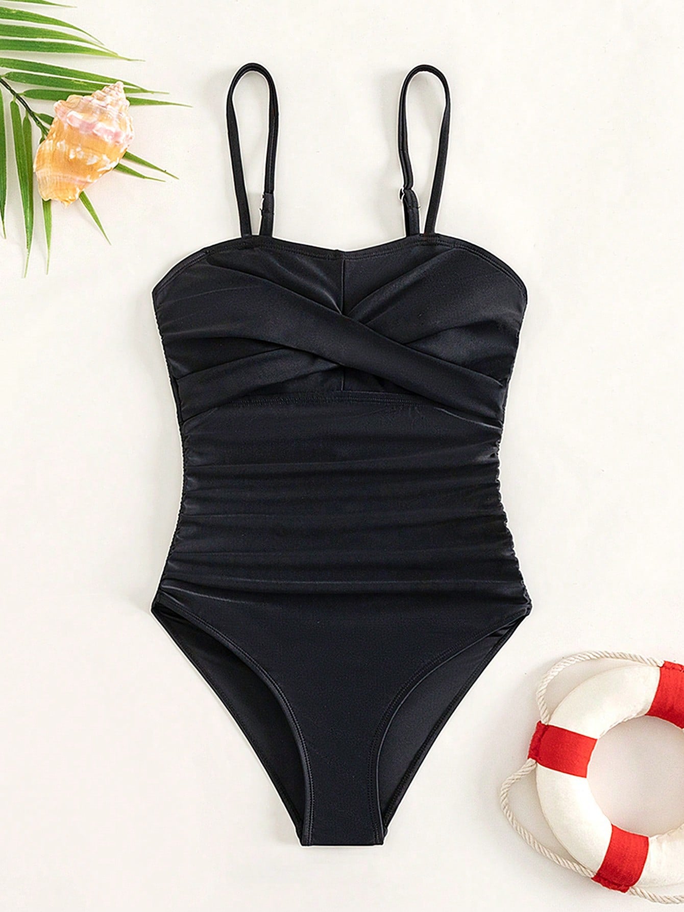 Teen Girl Twist Front Ruched Side One Piece Swimsuit