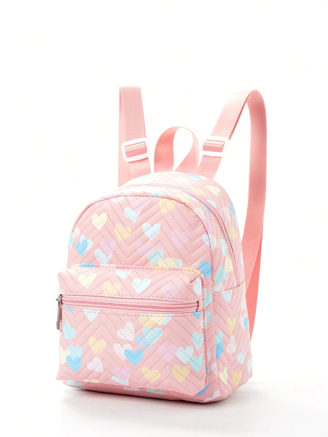 Girls Chevron Pattern Adjustable-strap Decor Zipper Classic Backpack