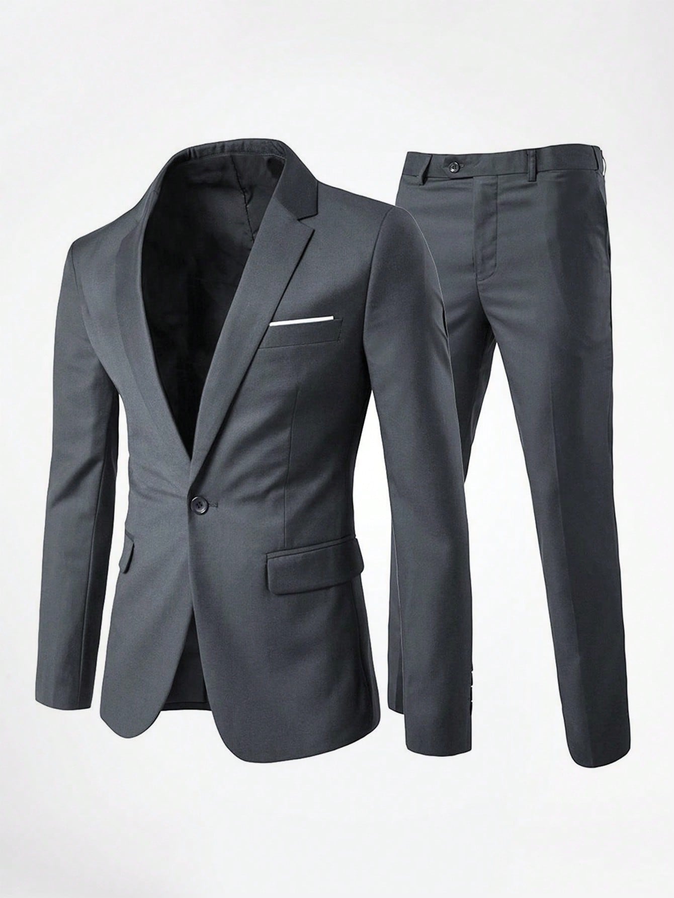 CLOUDSTYLE Men Single Button Blazer & Pants Suit Set