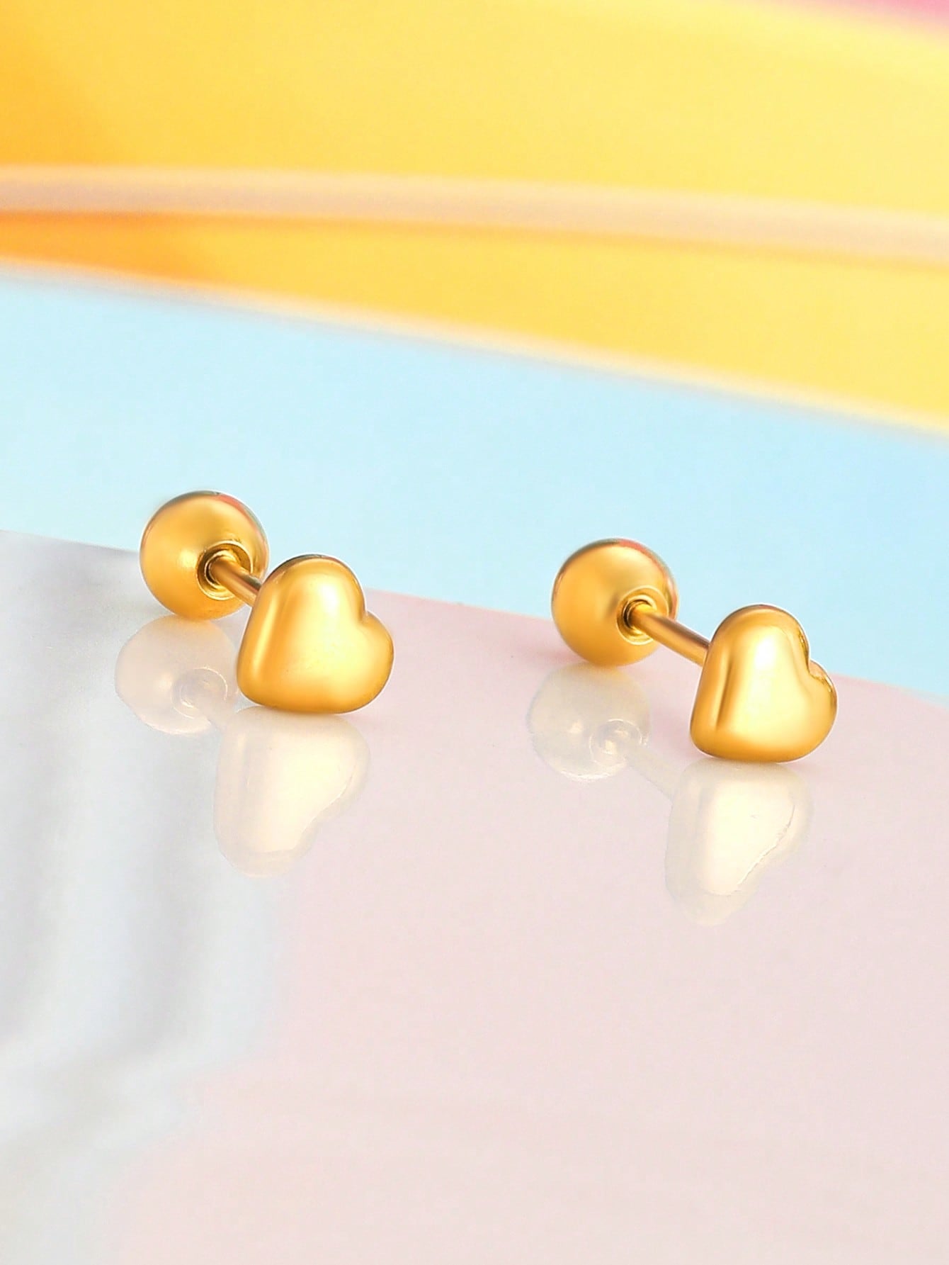 1pair Small Exquisite Stainless Steel Heart Stud Earring Girl Delicate Earrings For Trendy 2023