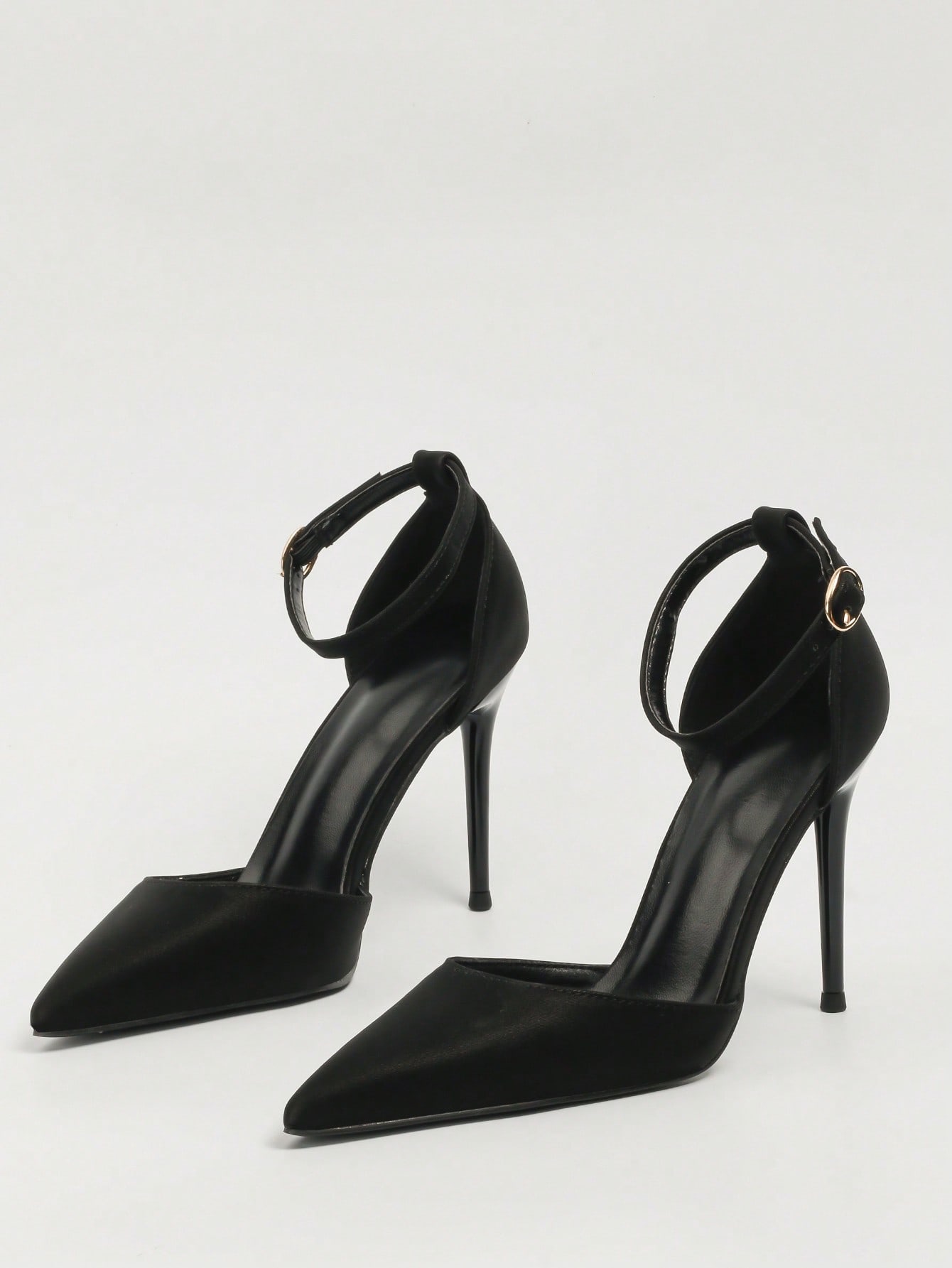 Women Stiletto Heeled Pumps, Point Toe Ankle Strap Pumps