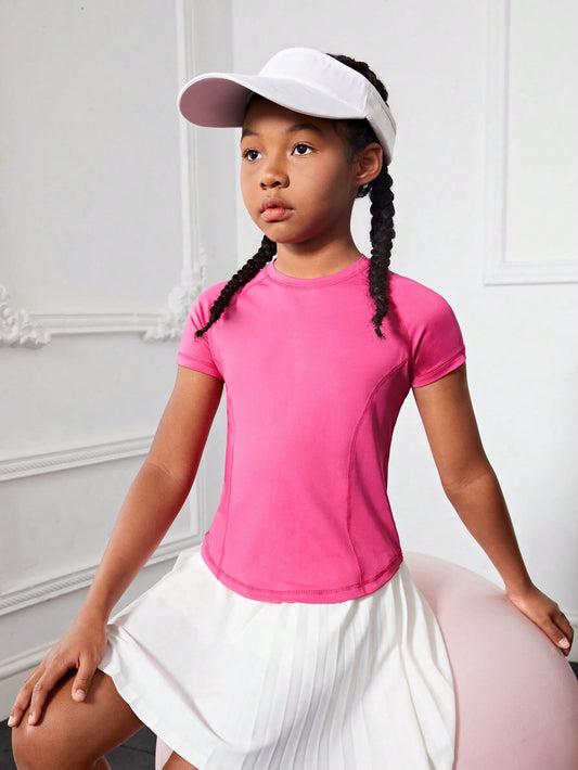 Tween Girl Solid Round Neck Tee