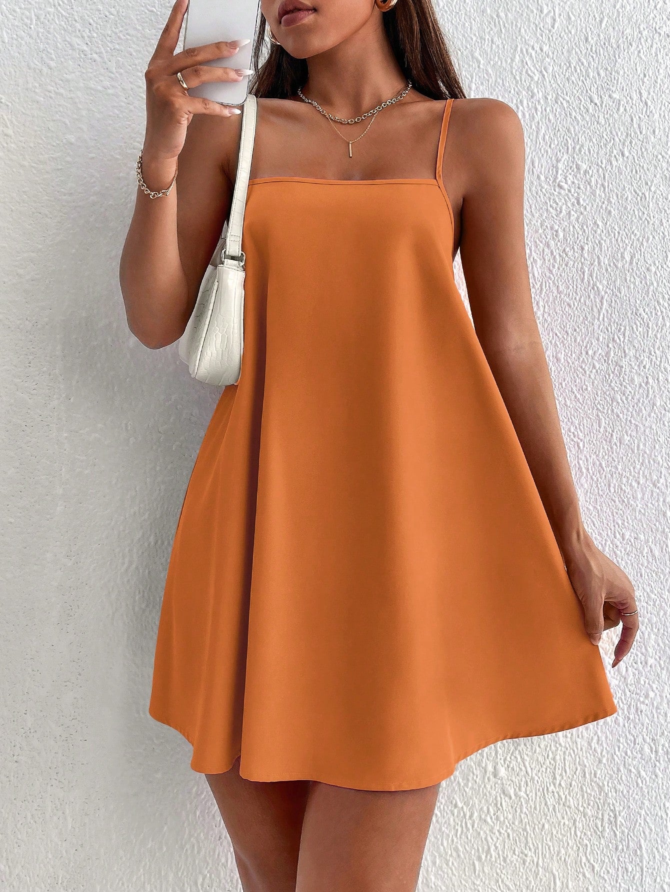 Solid Backless Cami Summer Dress