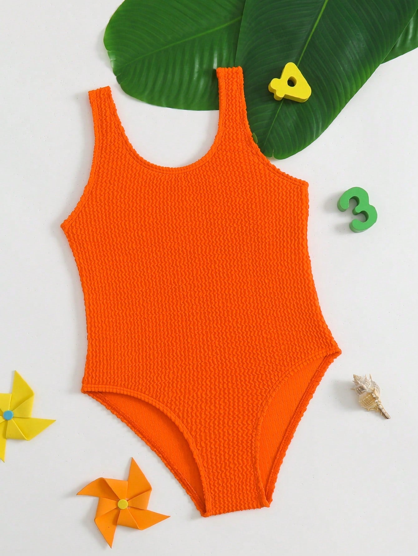 Young Girl Solid One Piece Swimsuit