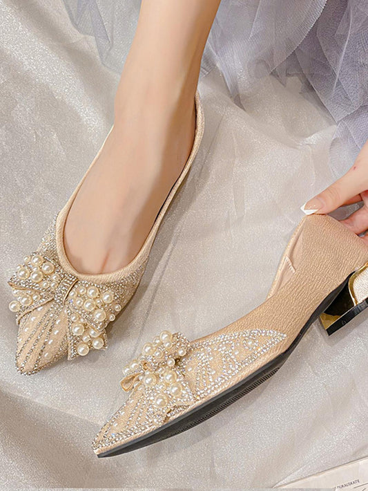 Women's Stylish Glamorous Rhinestone Butterfly Decor Slip-on Outdoor Party High Heels