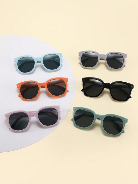 6pcs Random Colors Unisex Square Frame Sun Protection Sunglasses For Children Outdoor Activities