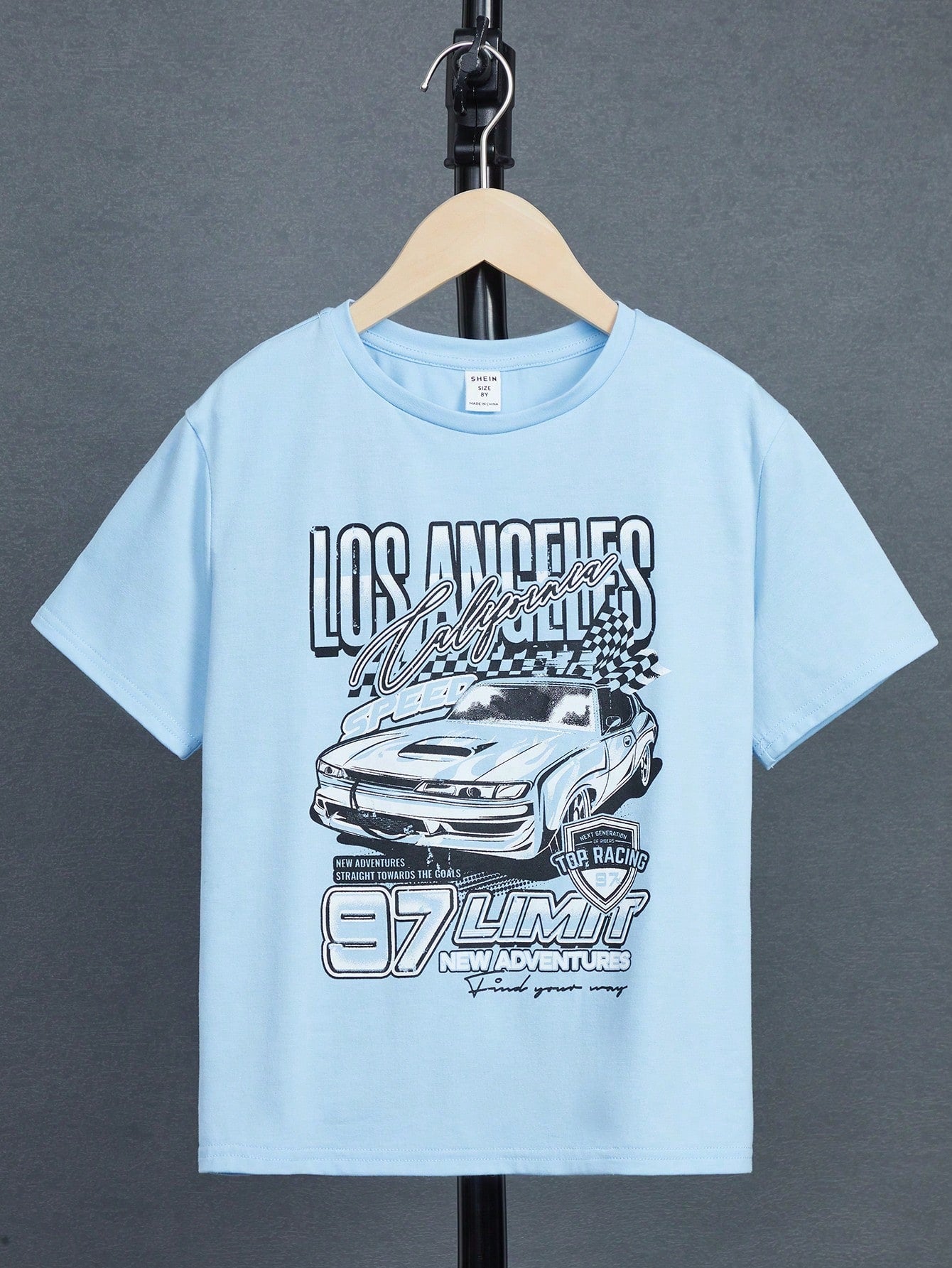 Tween Boy Summer Casual Letter & Car Printed Round Neck Short Sleeve T-Shirt