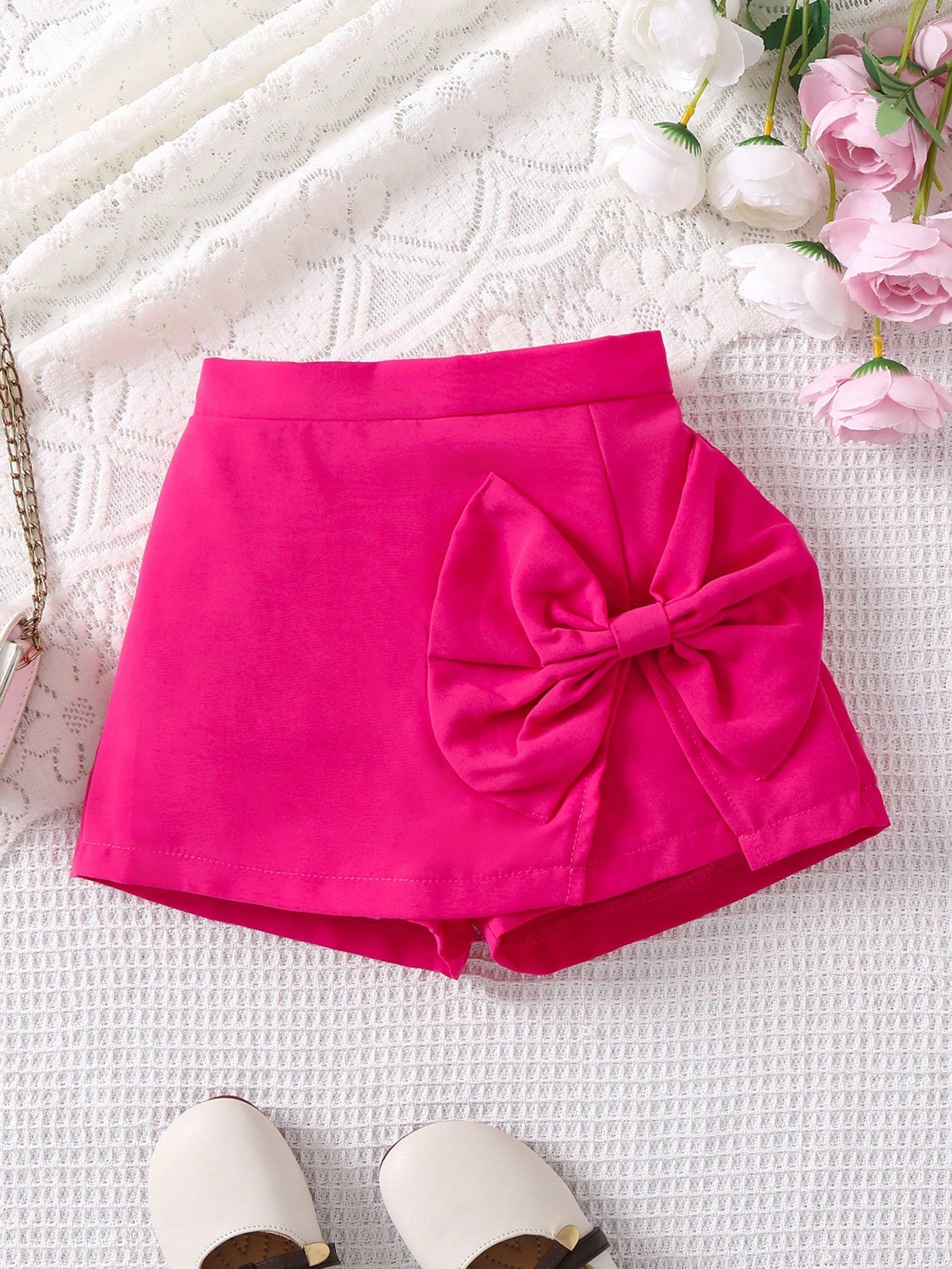 Young Girl Casual And Commuting Elegant Shorts With 3D Bow, College Style