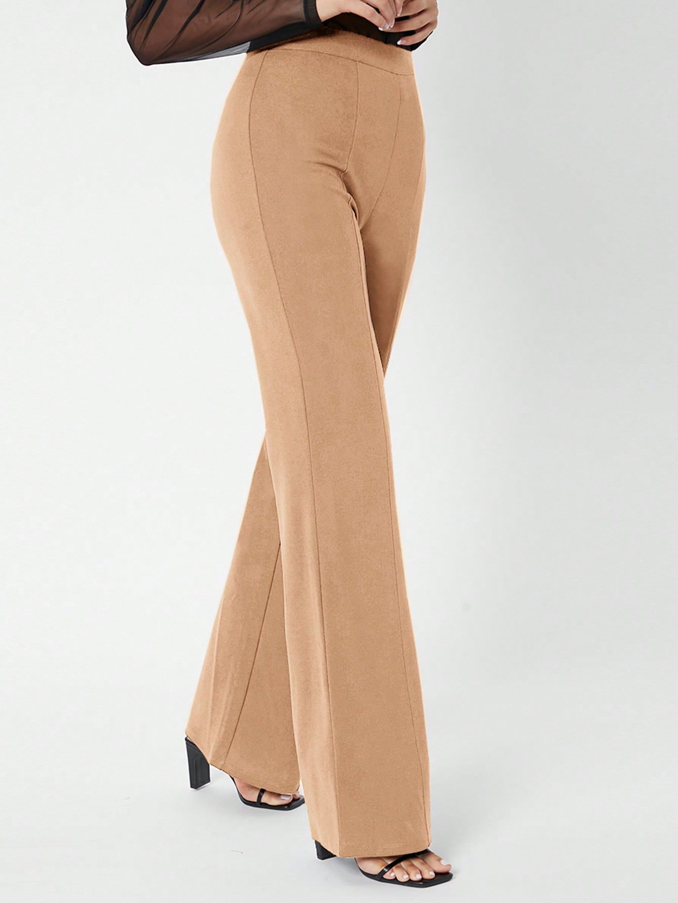 Tall Zipper Back Solid Palazzo Pants