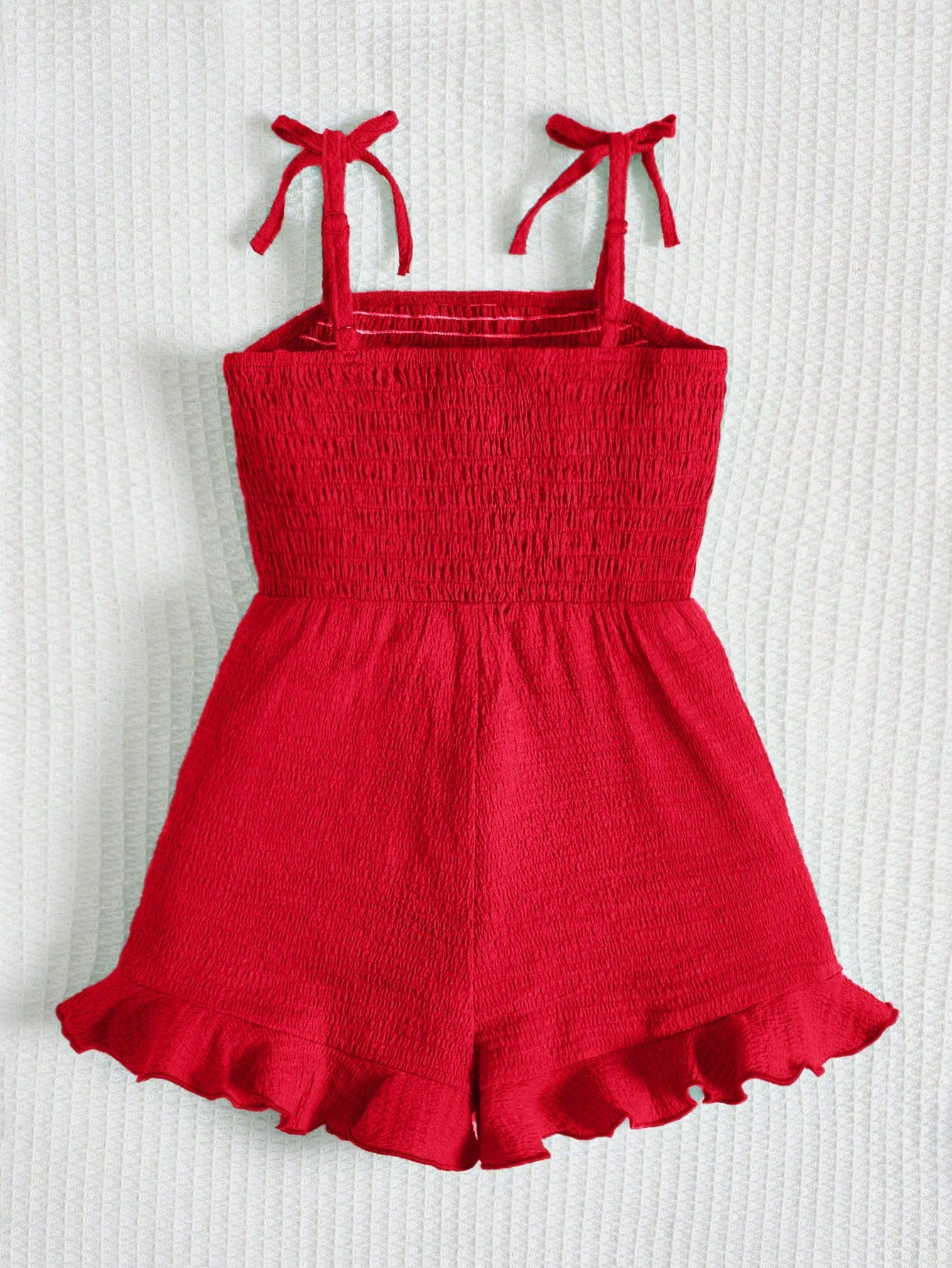 Young Girl Toddler Girls Tie Shoulder Ruffle Hem Cami Romper